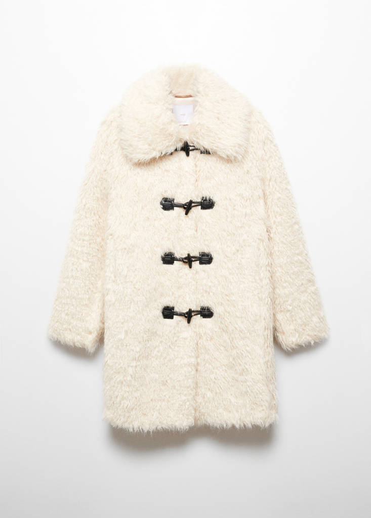 Fur-effect midi-coat — White