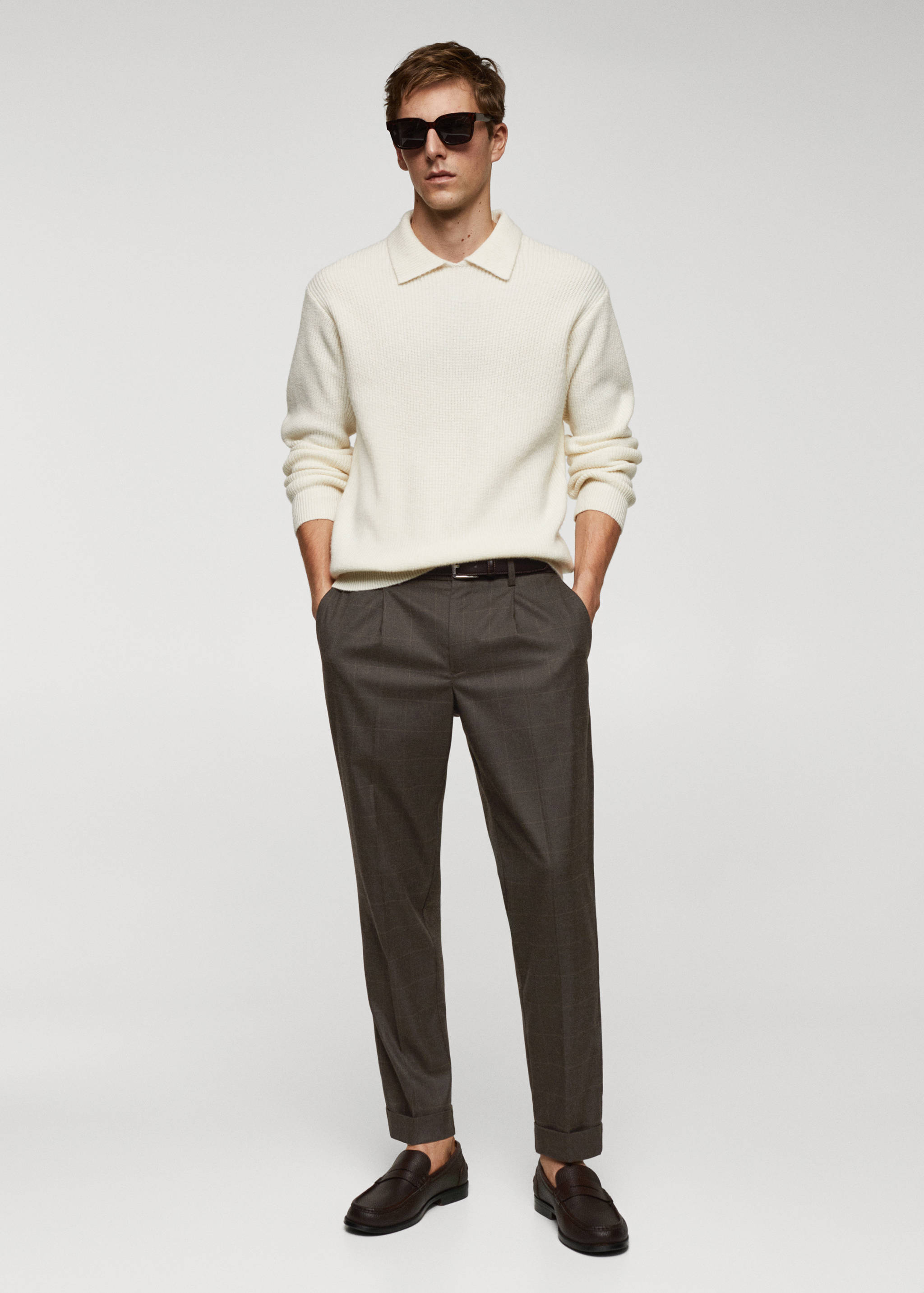 Ribbed wool polo shirt - General plane