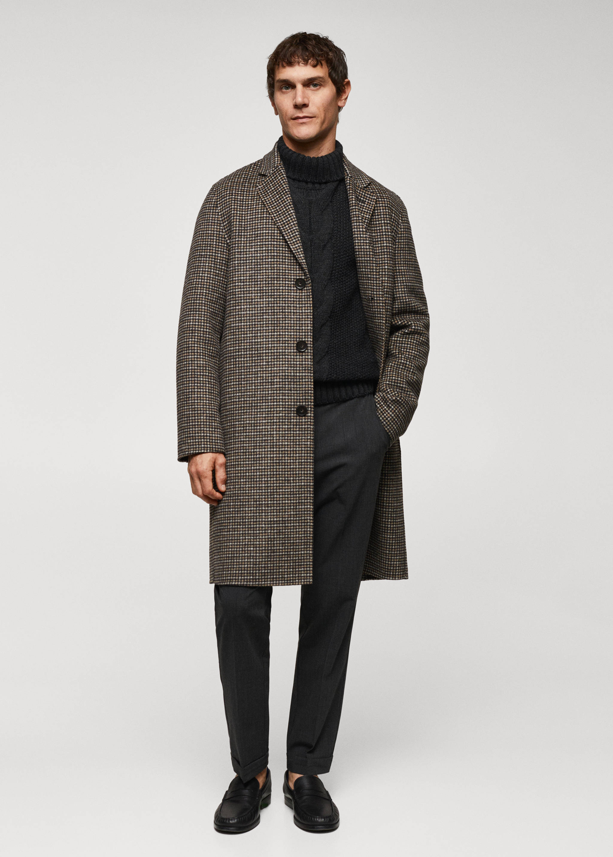 سترة من مزيج الصوف بتفاصيل مضفرة - رؤية عامة