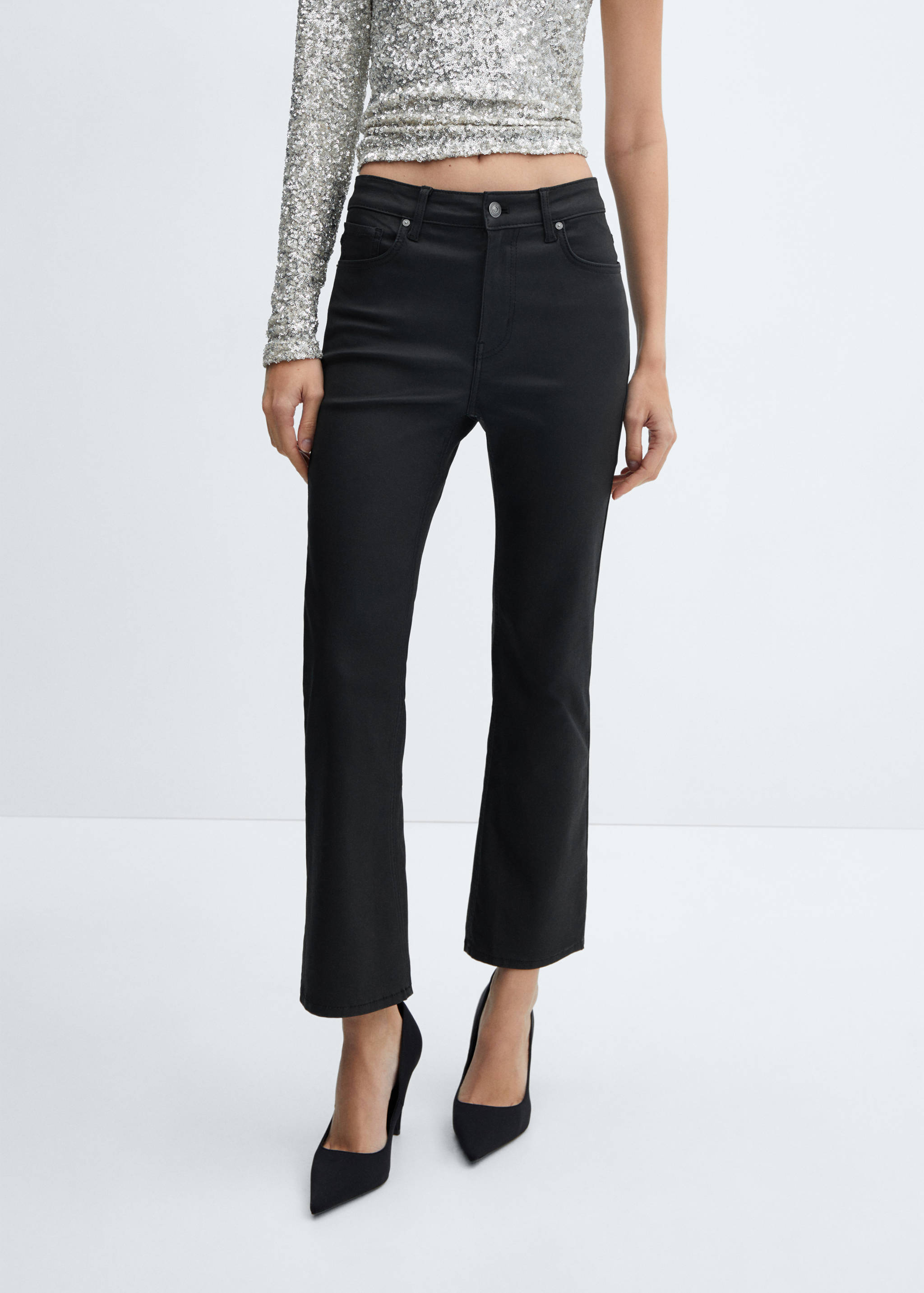 Sienna waxed flared cropped jeans - Medium plane