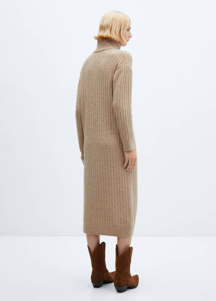 Ribbed turtleneck dress — Light/Pastel Grey