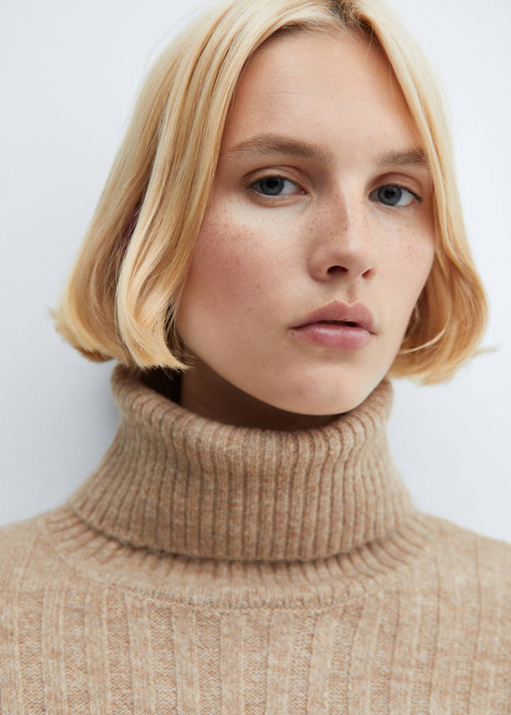 Ribbed turtleneck dress — Light/Pastel Grey
