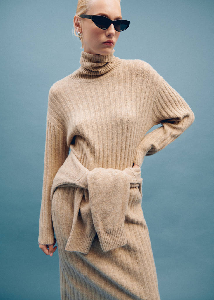 Ribbed turtleneck dress — Light/Pastel Grey