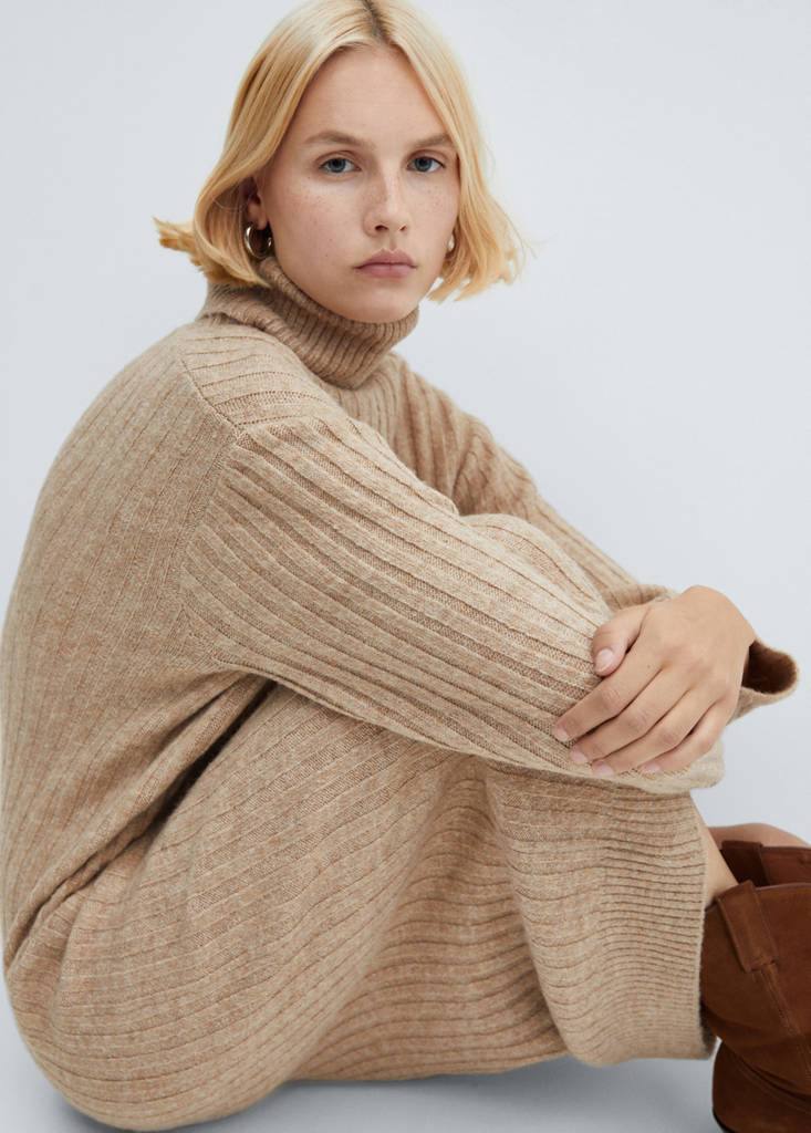 Ribbed turtleneck dress — Light/Pastel Grey
