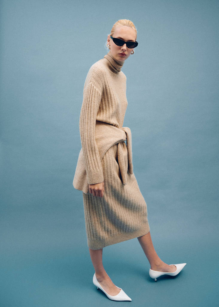 Ribbed turtleneck dress — Light/Pastel Grey