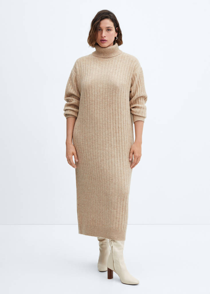 Ribbed turtleneck dress — Light/Pastel Grey