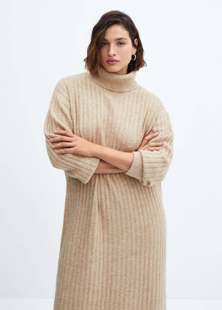 Ribbed turtleneck dress — Light/Pastel Grey