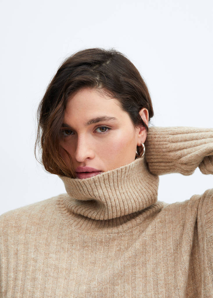 Ribbed turtleneck dress — Light/Pastel Grey