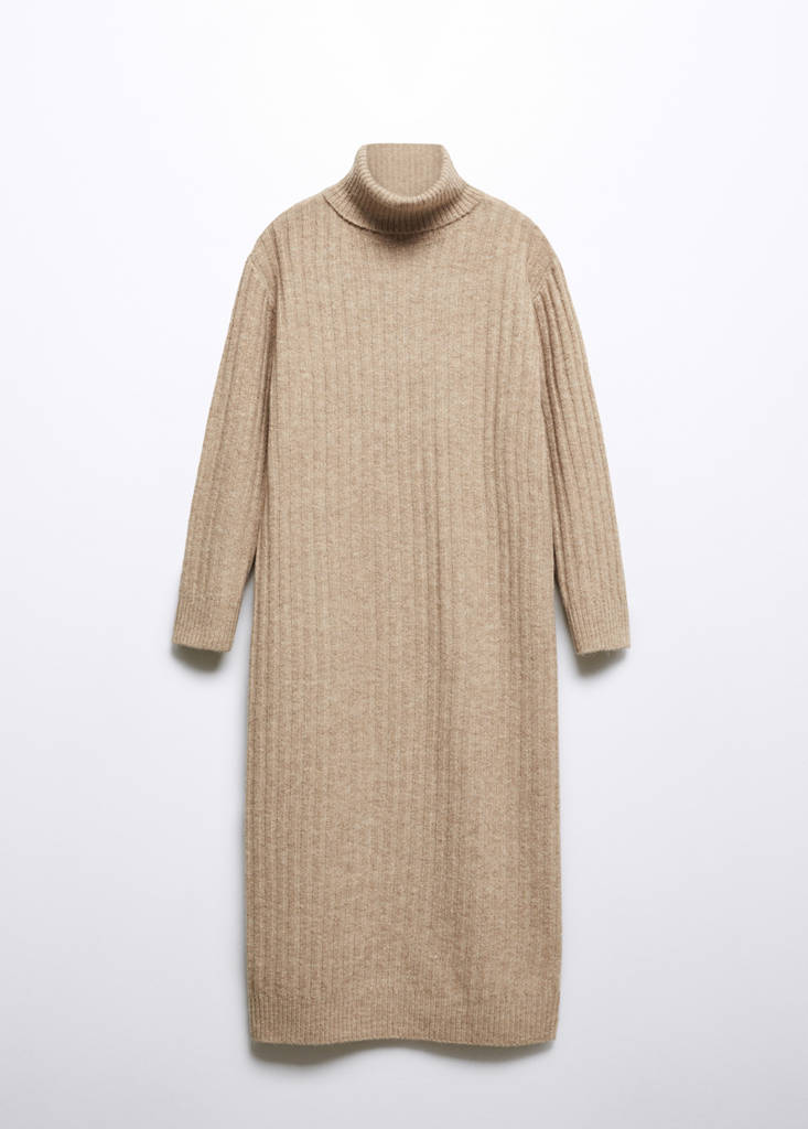Ribbed turtleneck dress — Light/Pastel Grey