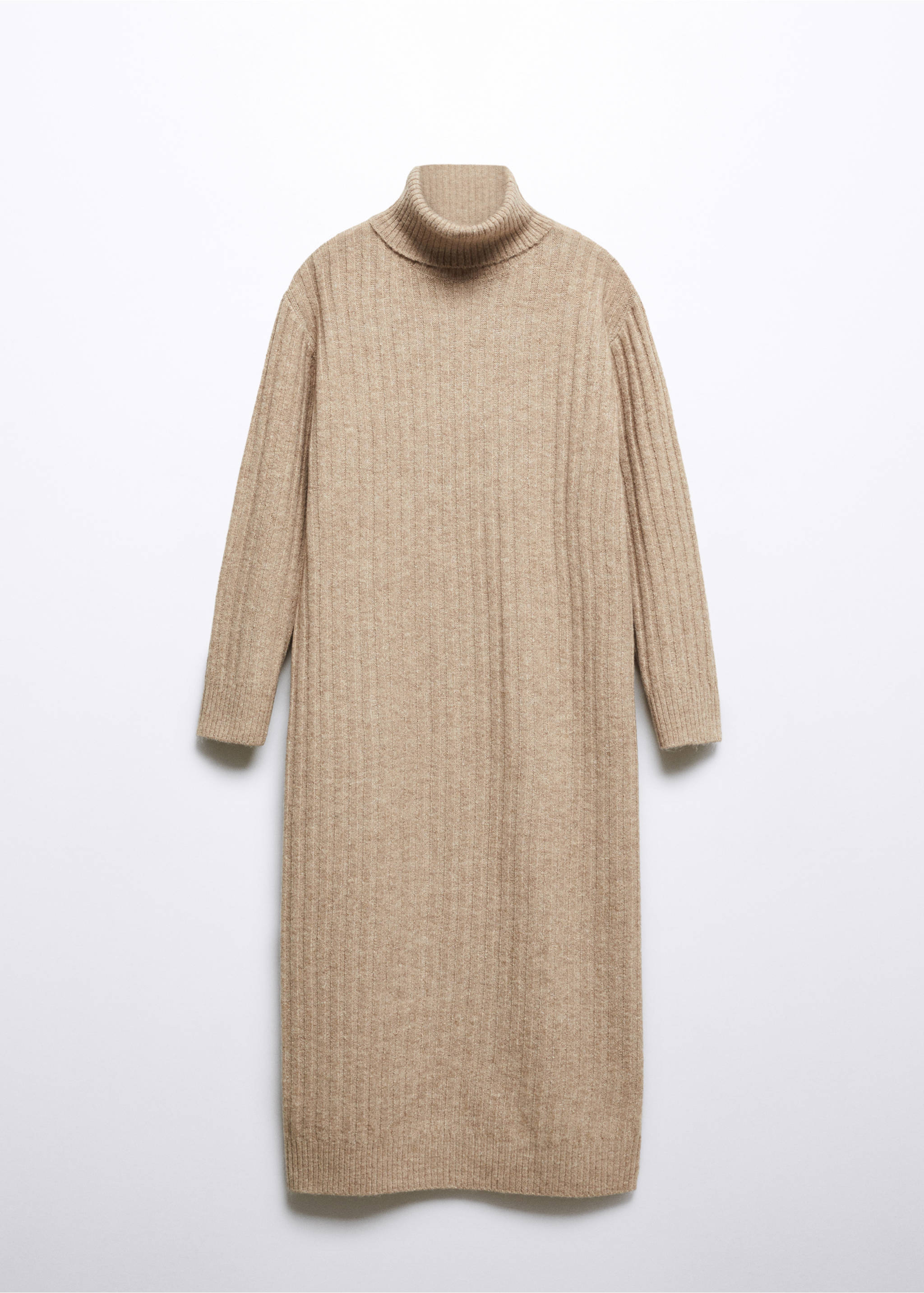 Ribbed turtleneck dress - Article without model, Light/Pastel Grey. Ref: 57047725-00.