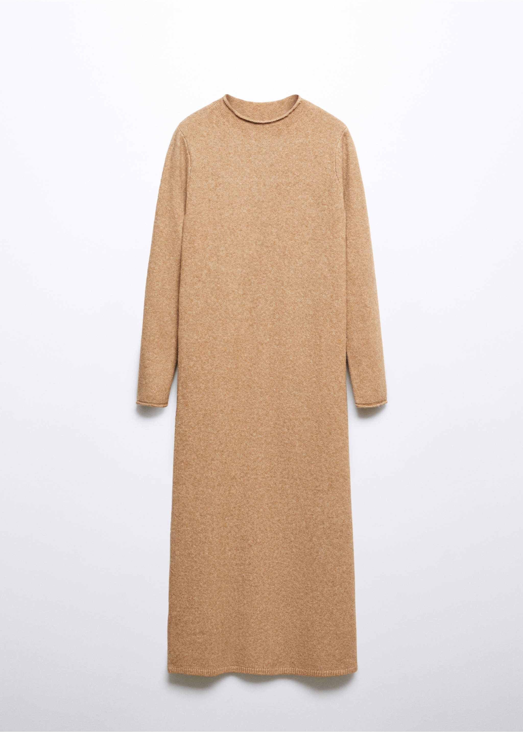 Perkins-neck knitted dress - Article without model, Medium Brown. Ref: 57047726-00.
