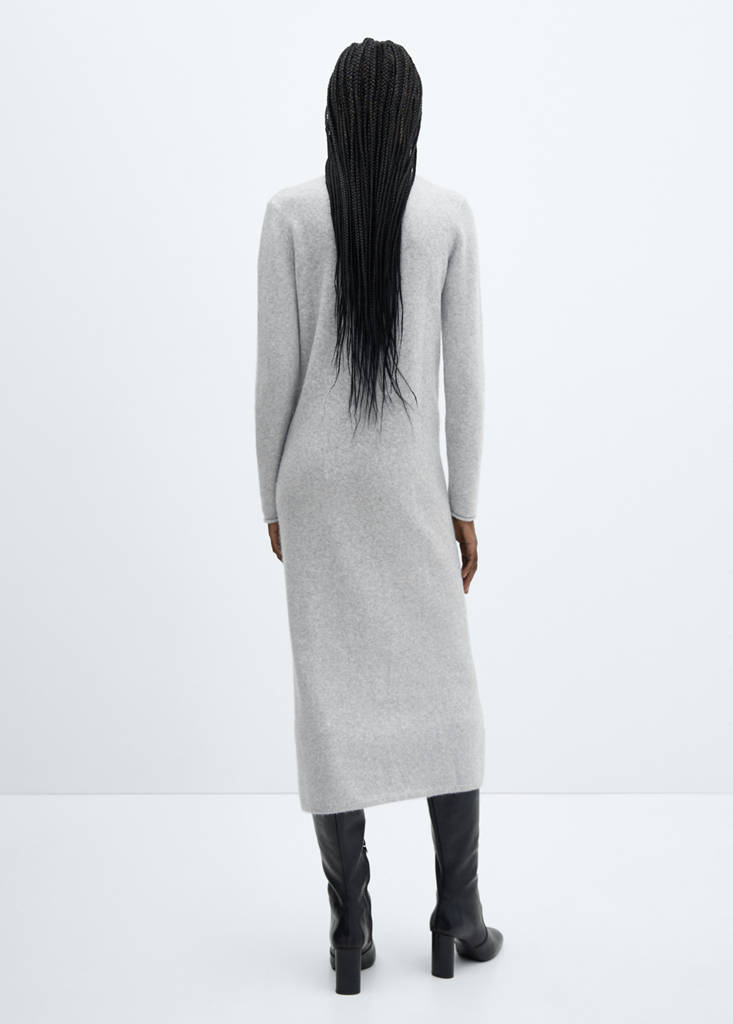 Perkins-neck knitted dress — Light Heather Grey
