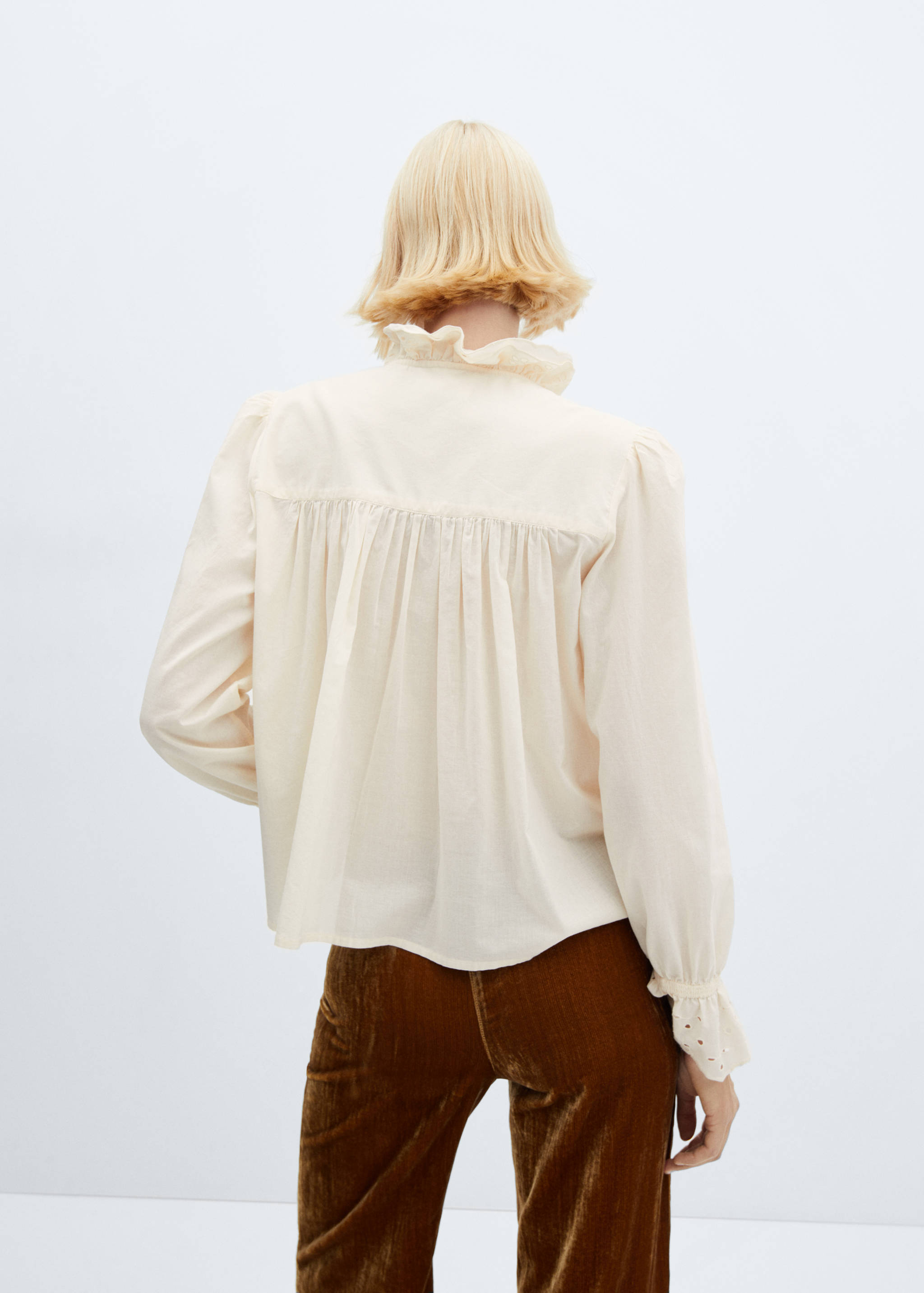 网眼荷叶边细节衬衫 - null