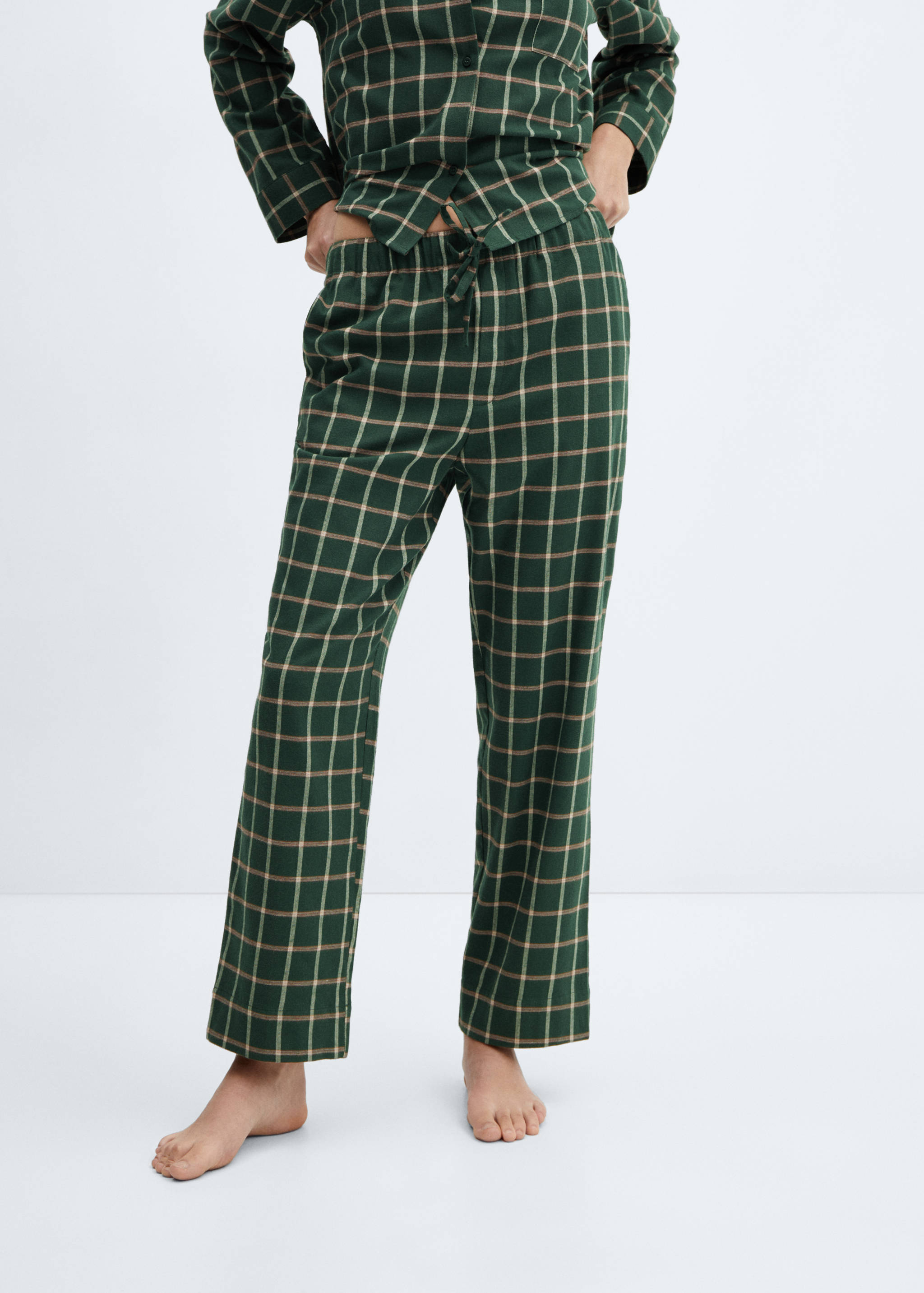 Pantalon pyjama carreaux flanelle - Plan moyen