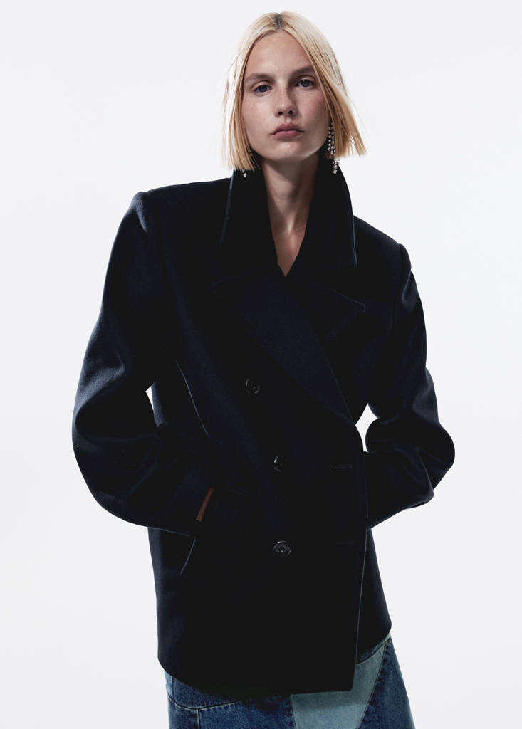 Double-breasted wool coat