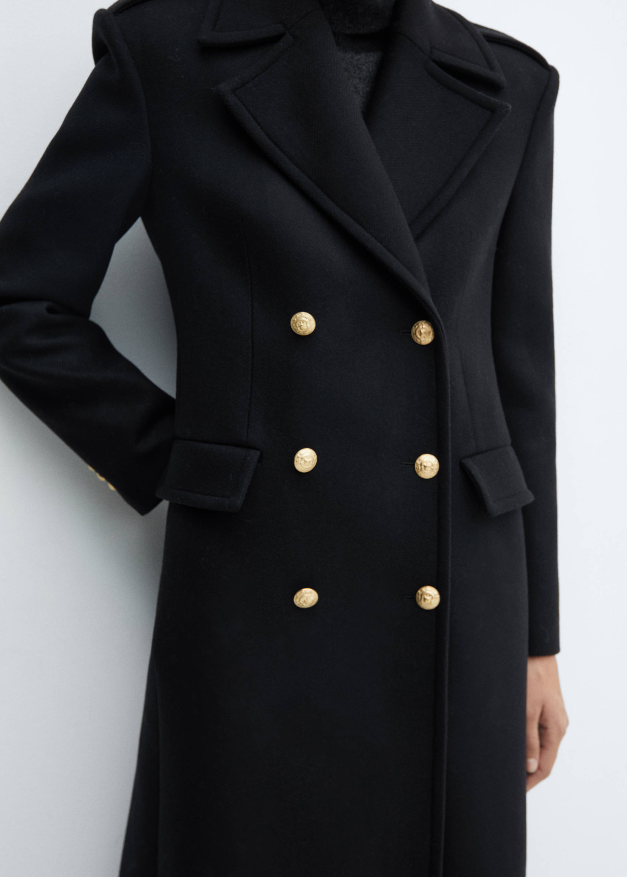 双排扣羊毛混纺大衣 - null