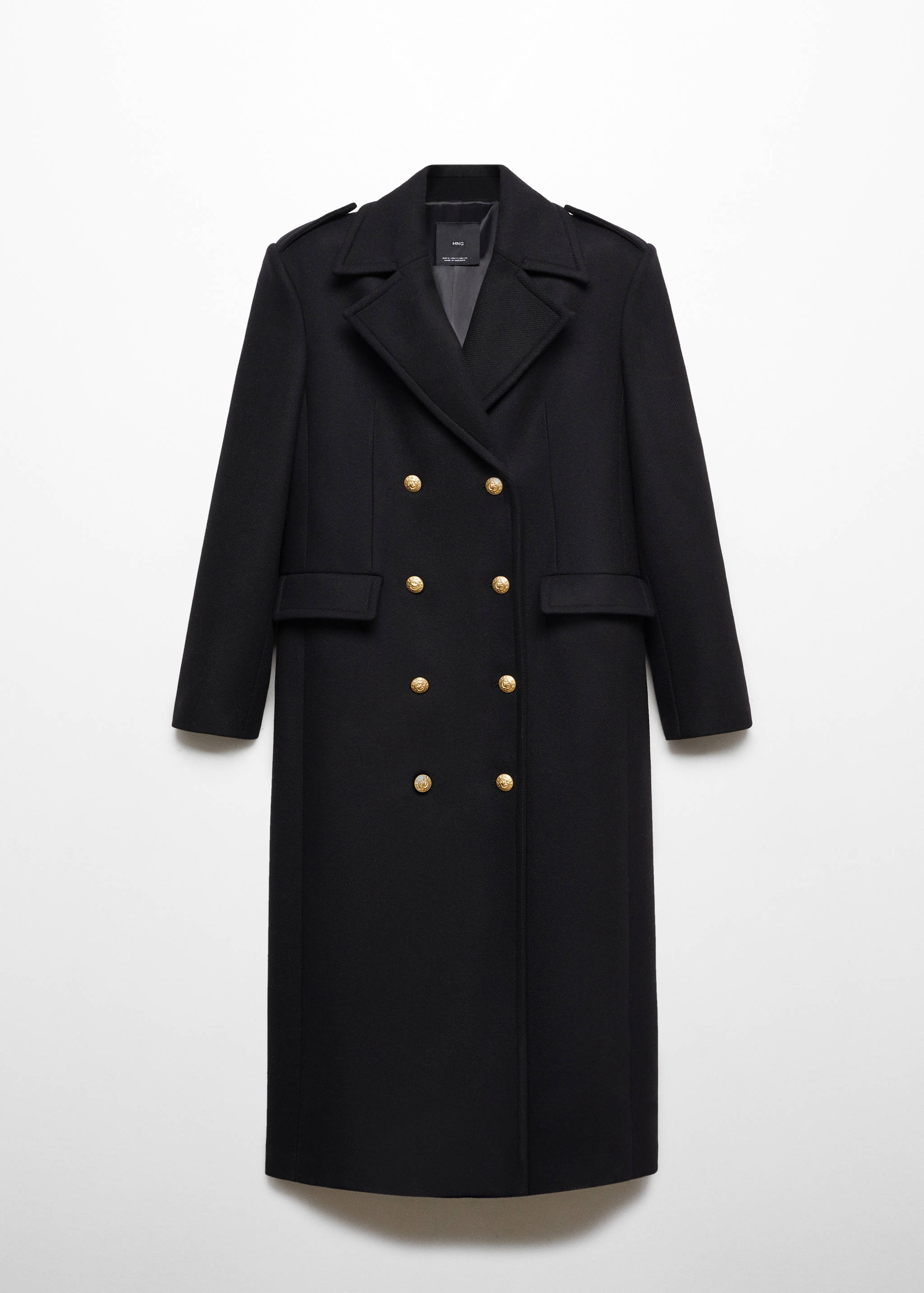 双排扣羊毛混纺大衣 - null