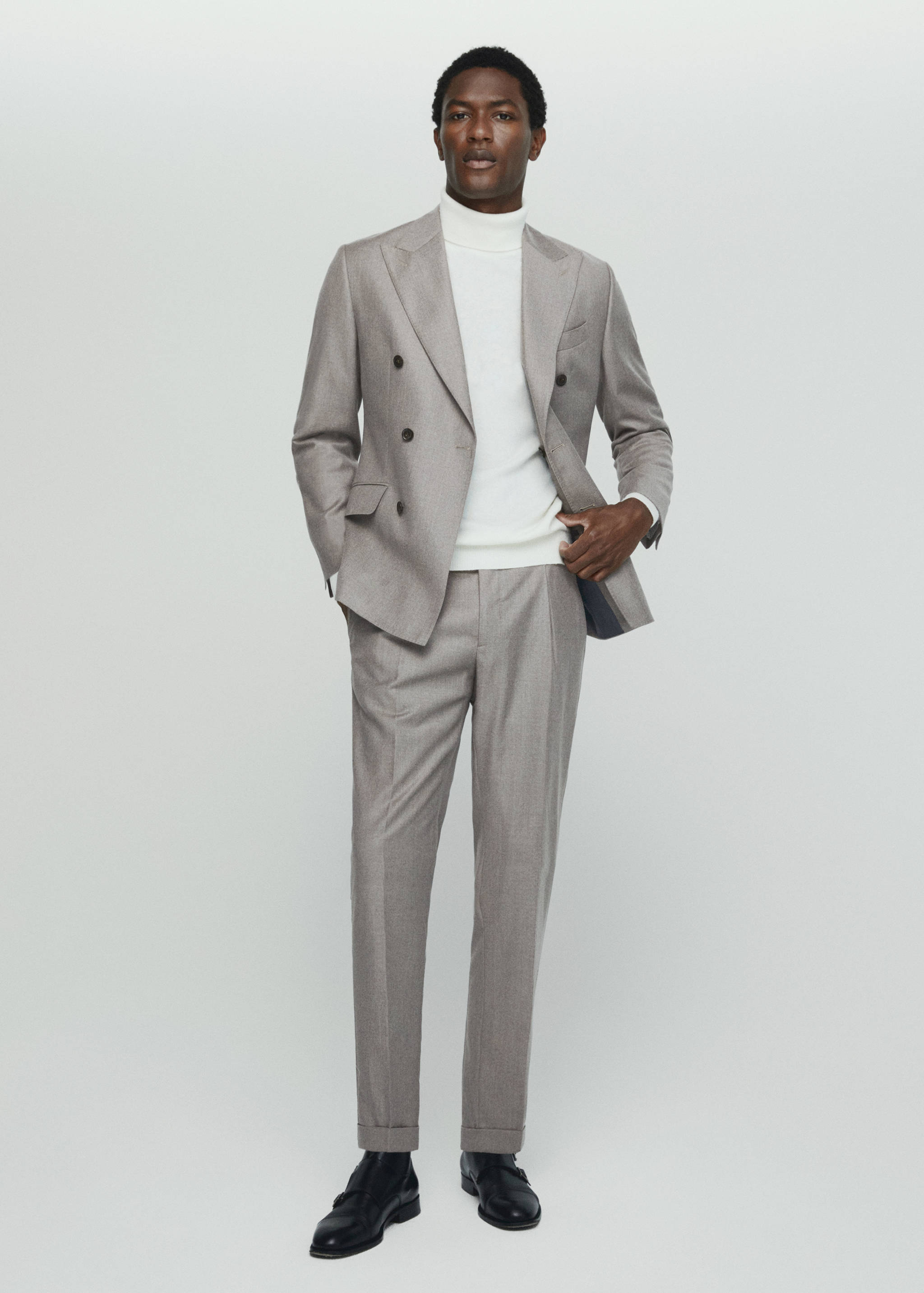 Pantalon costume laine vierge revers - Plan général