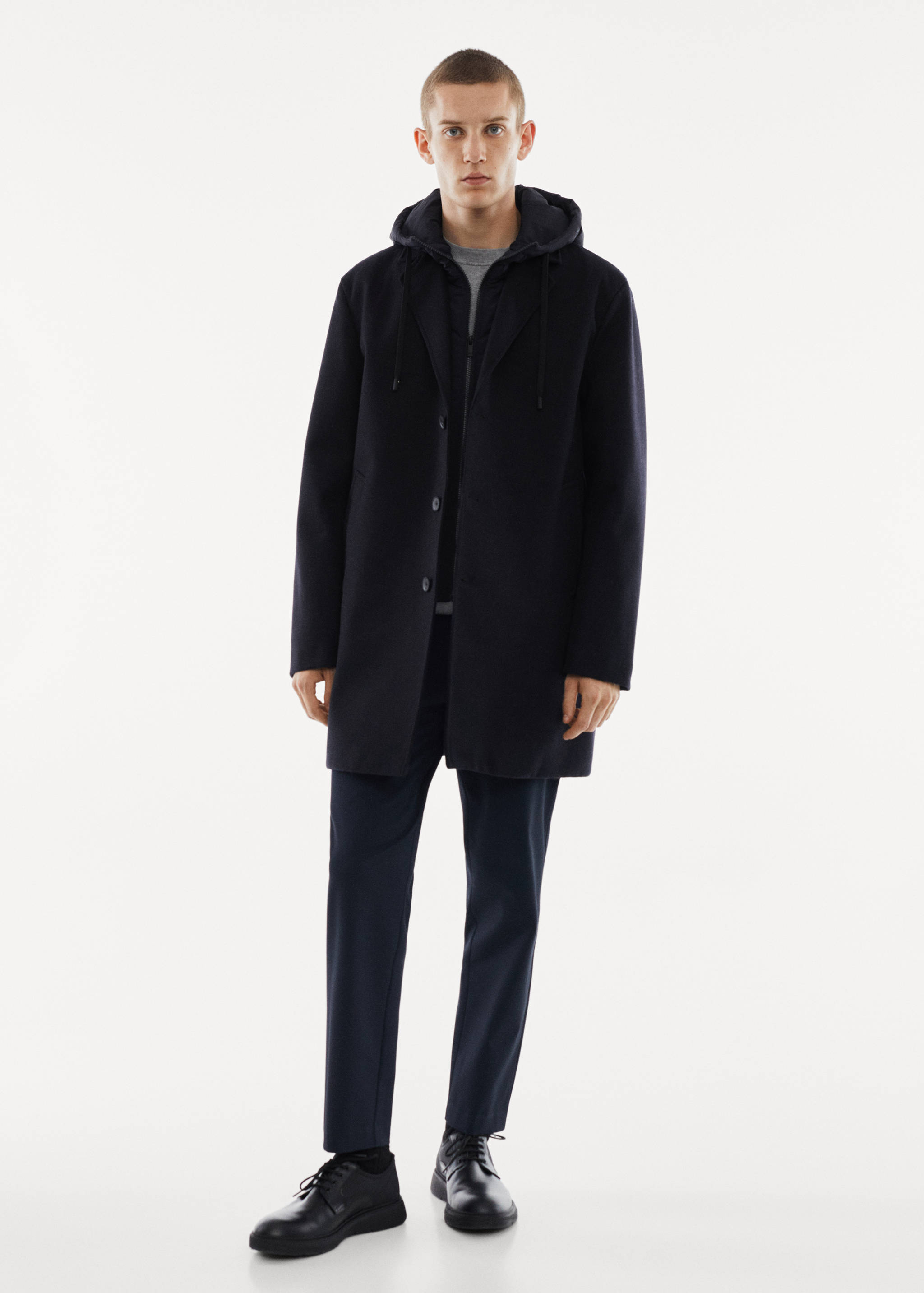 Detachable hood wool coat - General plane