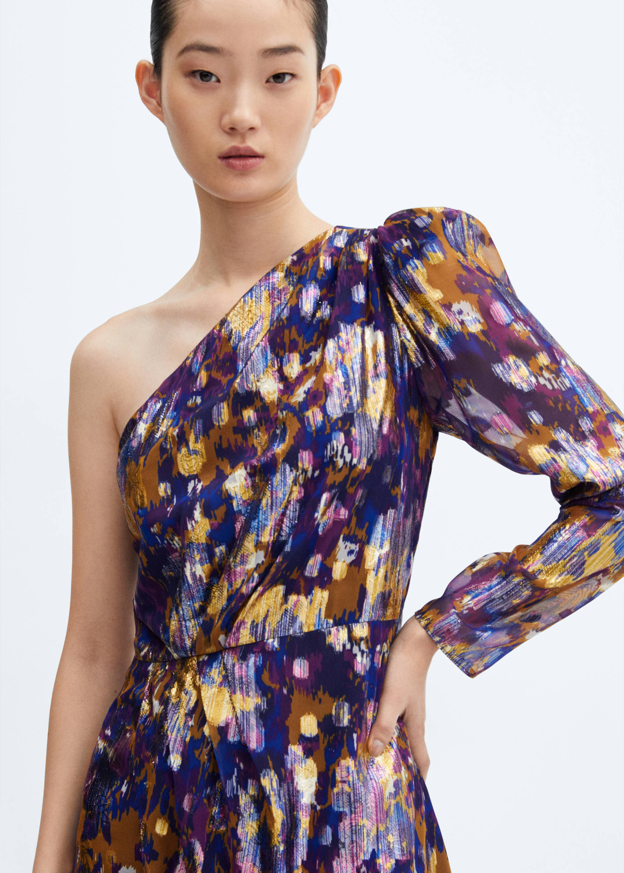 فستان مطبوع غير متماثل - تفاصيل المنتج 1