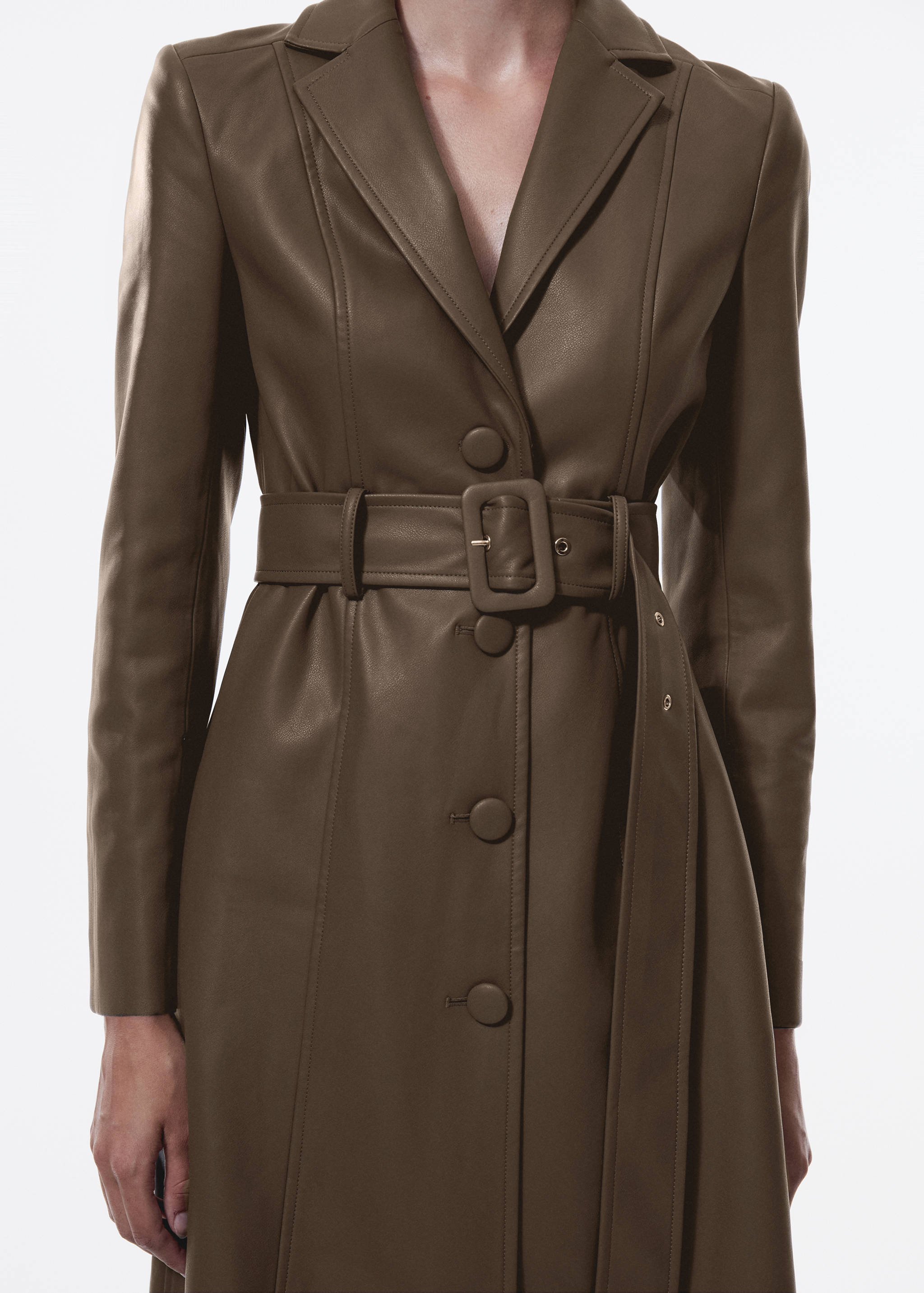 Faux-leather coat with fur-effect trim - Details of the article 4