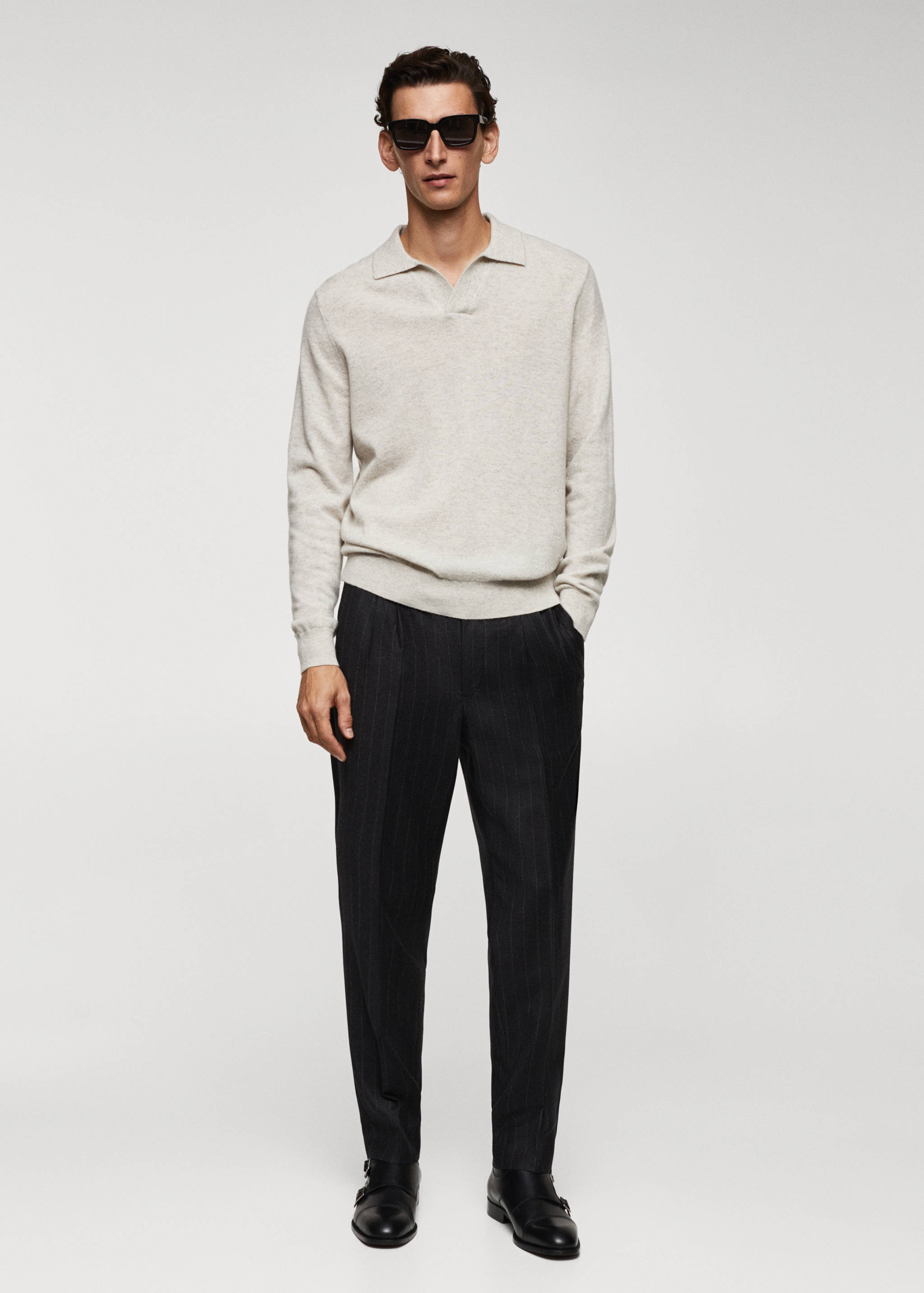 100% virgin wool pleated trousers - General plane