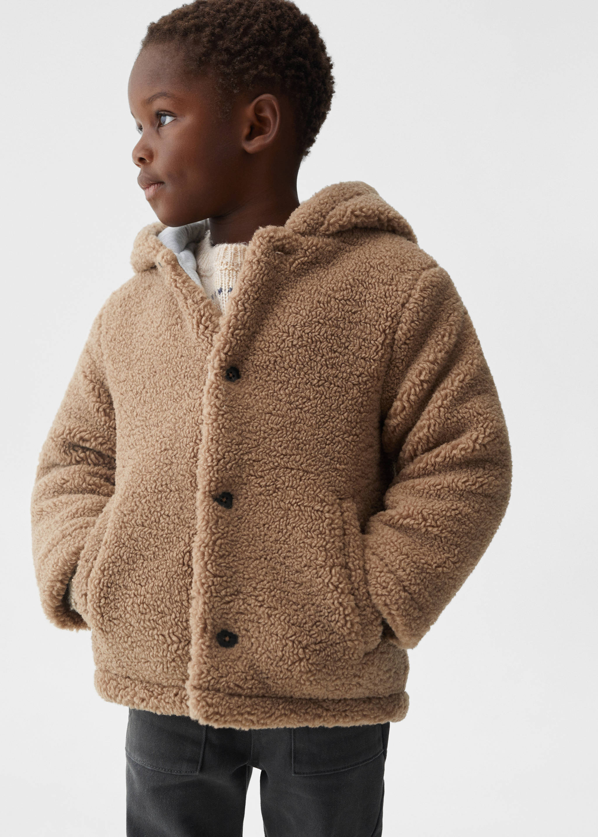 Shearling-effect coat - General plane