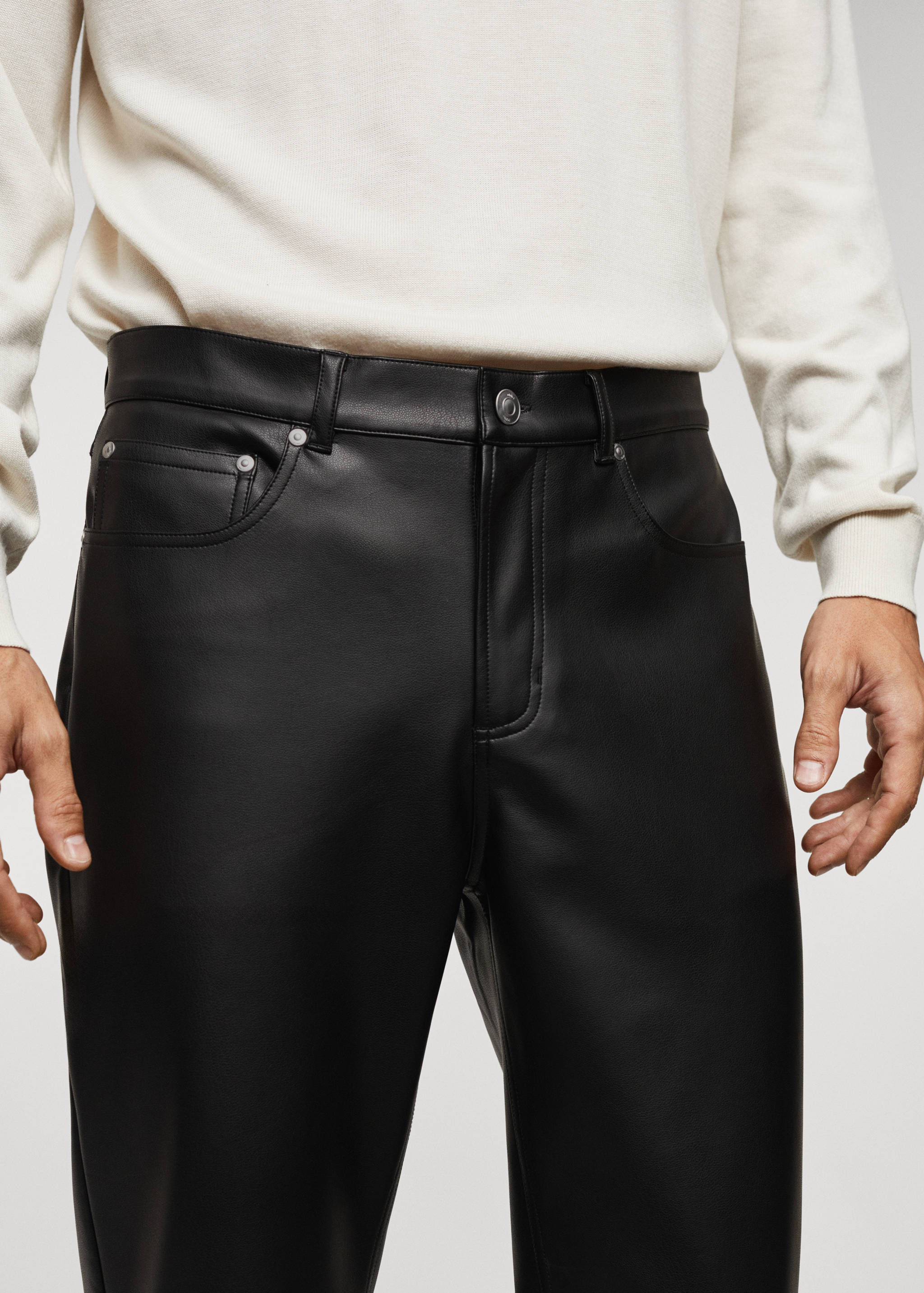 Faux-leather slim-fit trousers - Details of the article 1