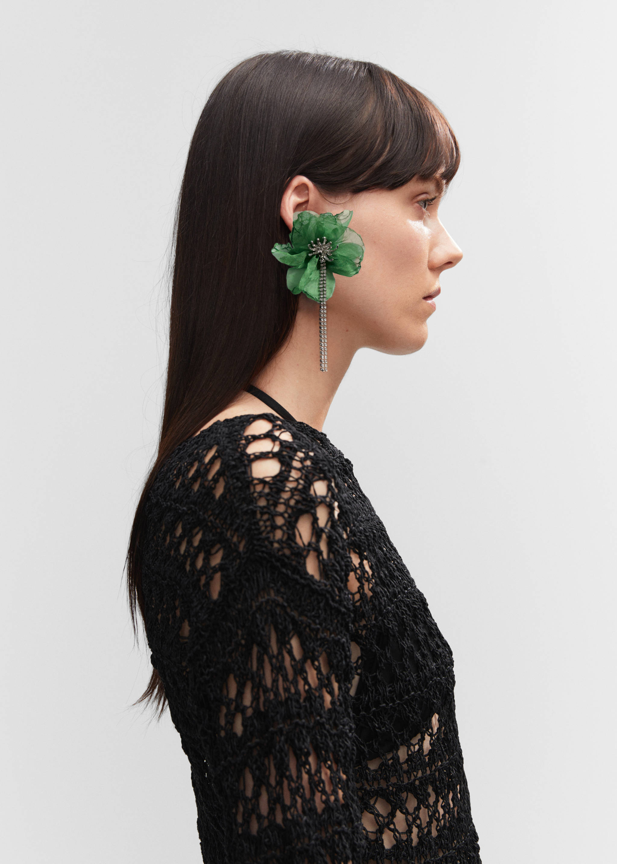 Floral rhinestone earrings - General plane