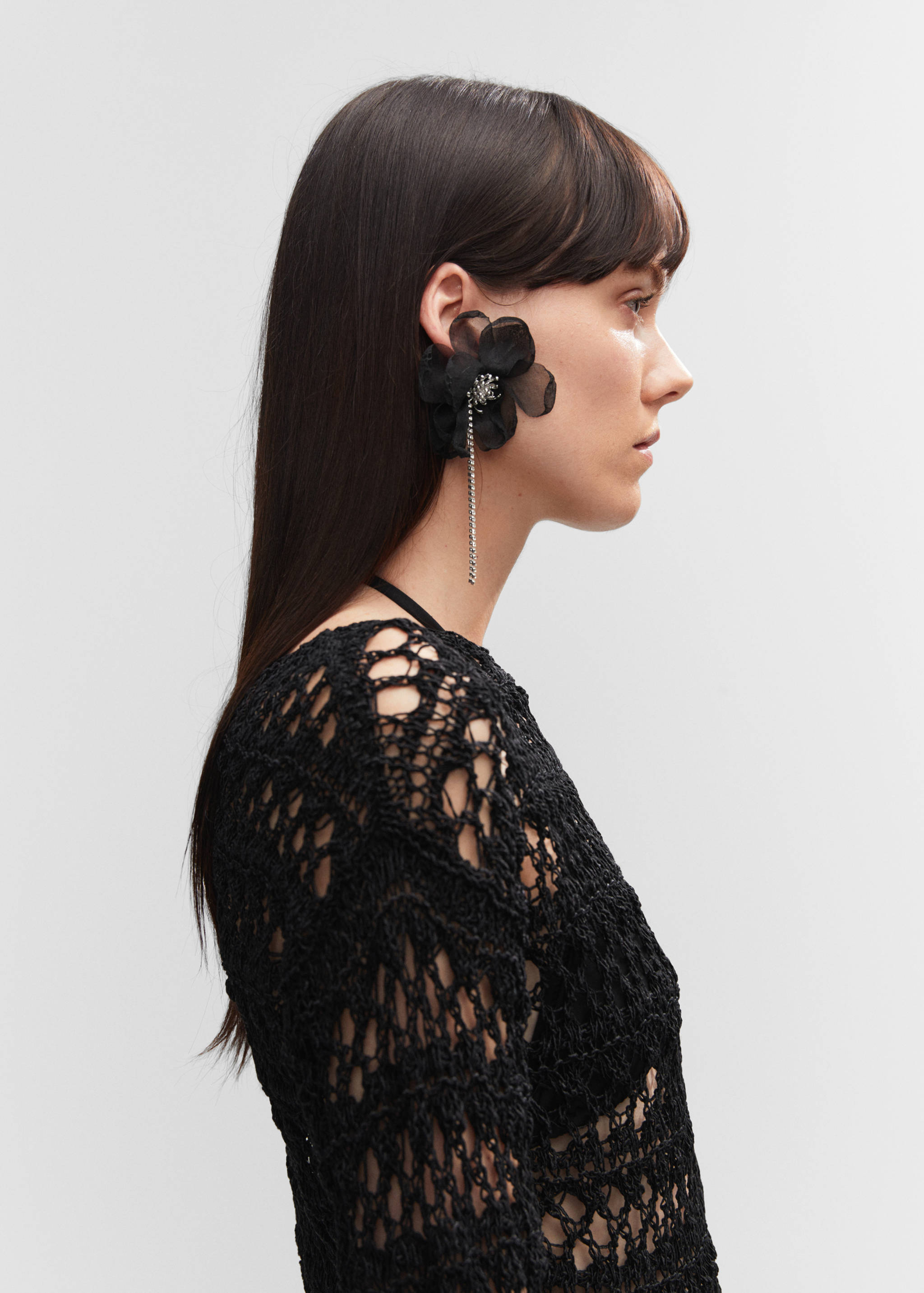 Floral rhinestone earrings - General plane
