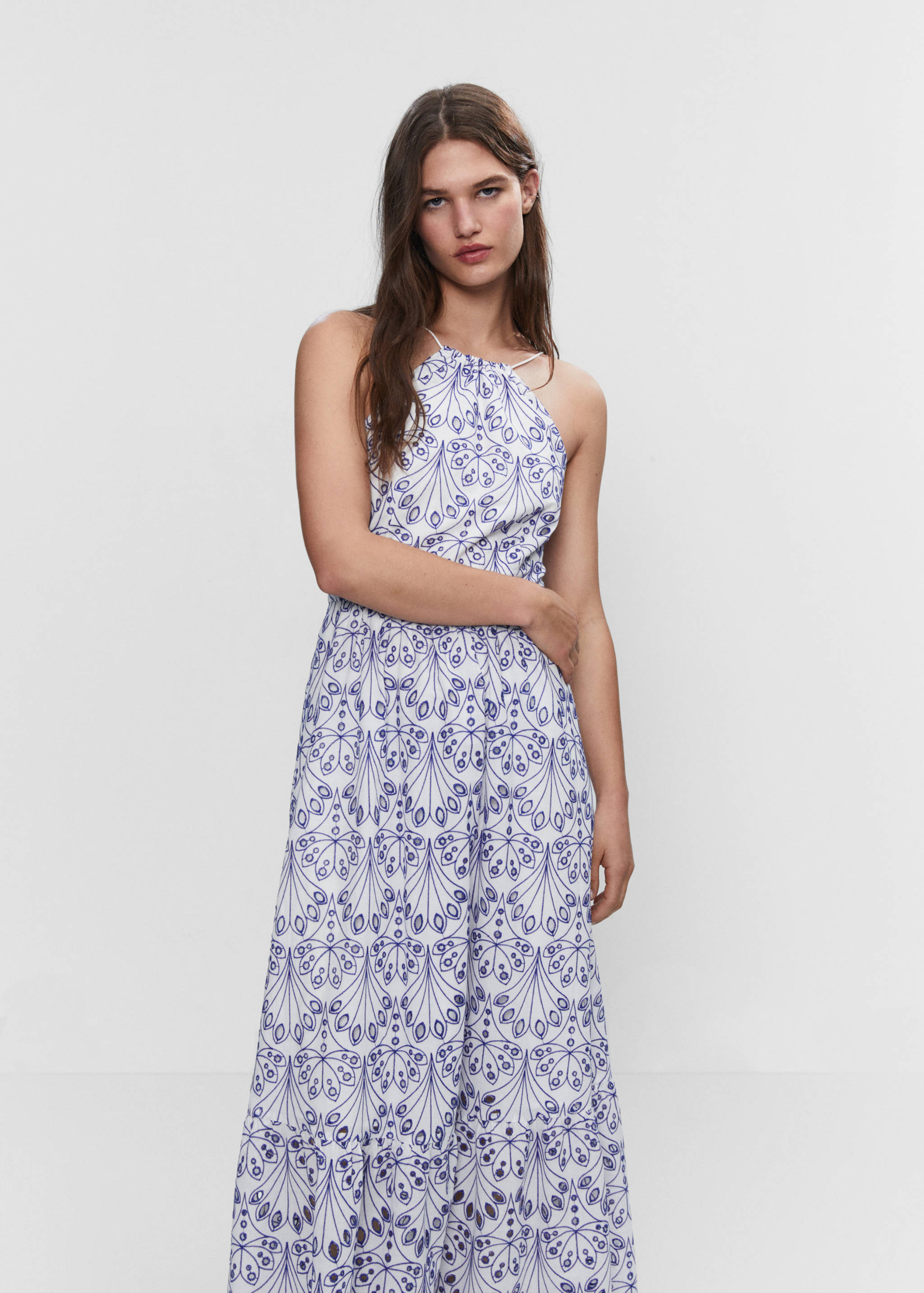 Embroidered halter-neck dress - Women | MANGO Vietnam