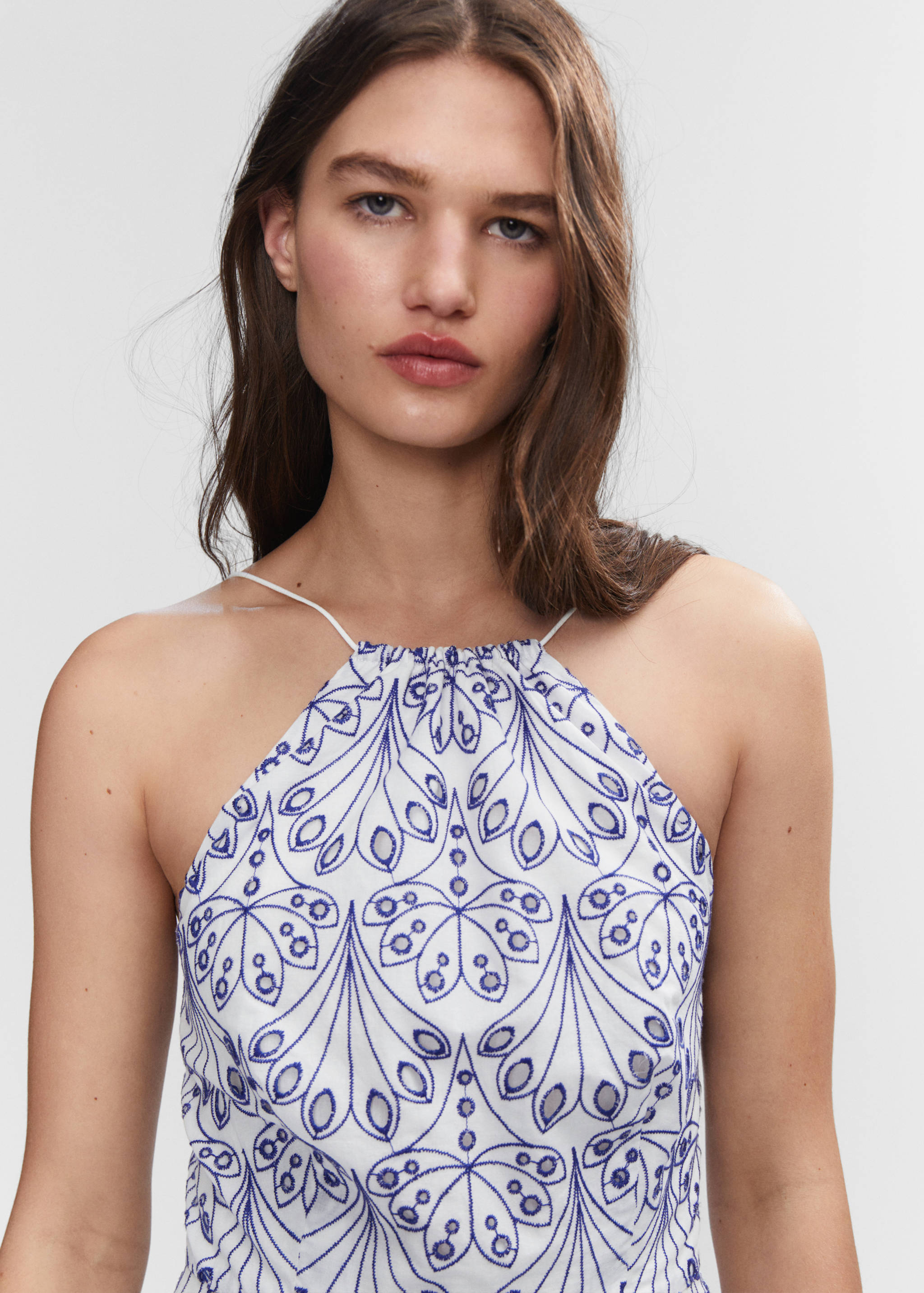 Embroidered halter-neck dress - Women | MANGO Vietnam