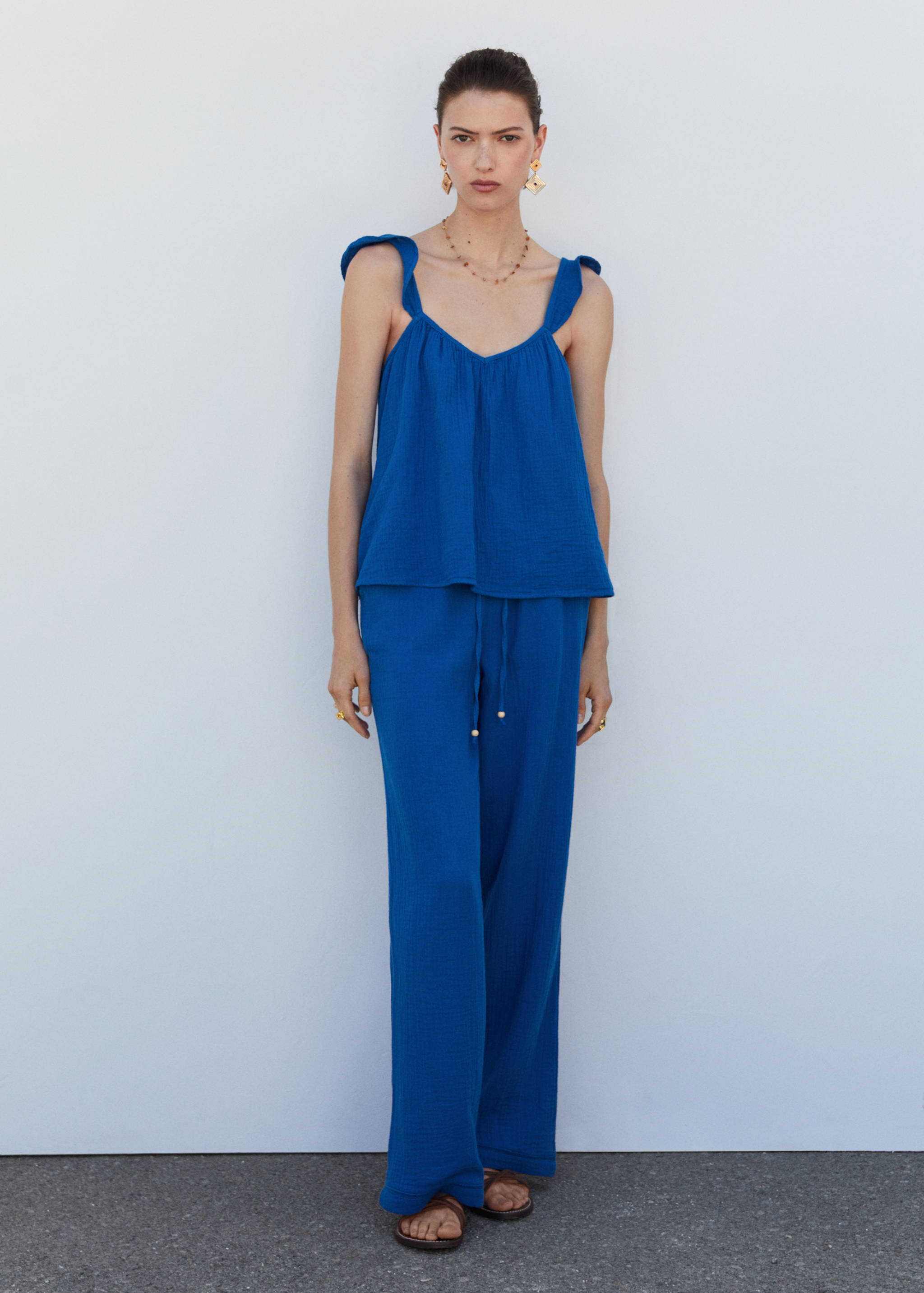 Elastic waist cotton trousers - General plane