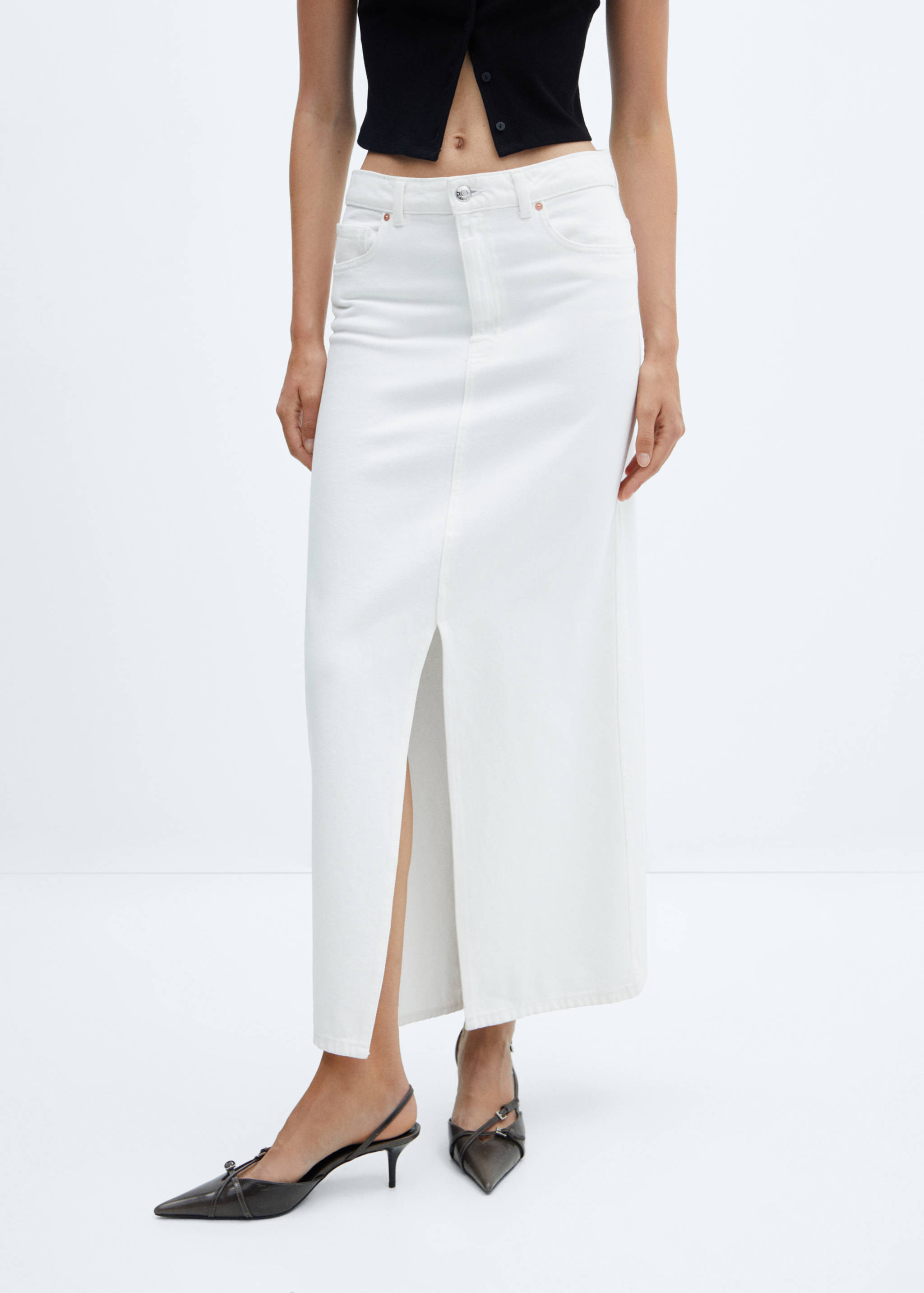 Slit denim skirt - Medium plane