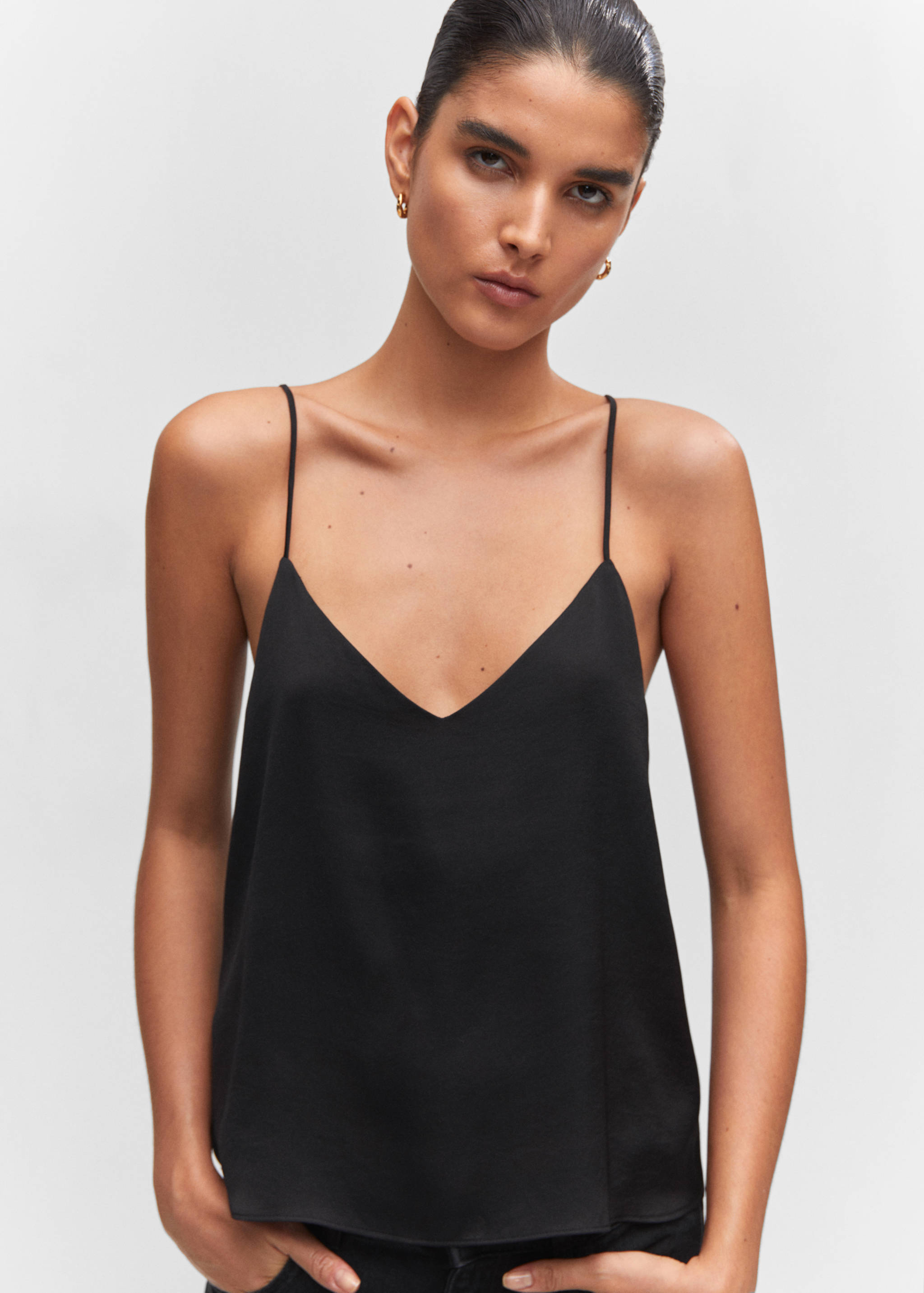 Satin top with straps - Details of the article 1