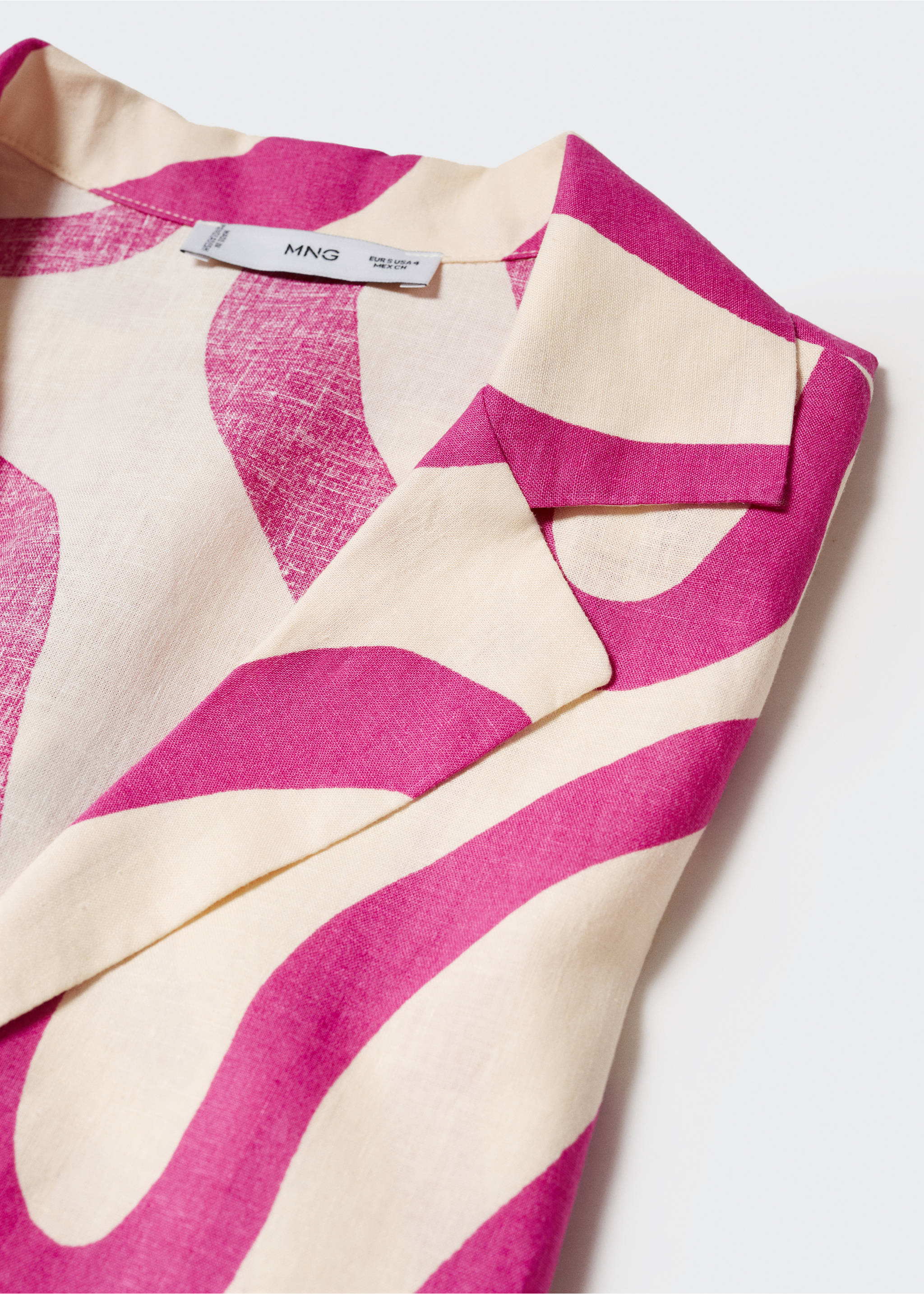 Chemise lin imprimée - Détail de l'article 8, Fuchsia. Ref: 57050199-00.