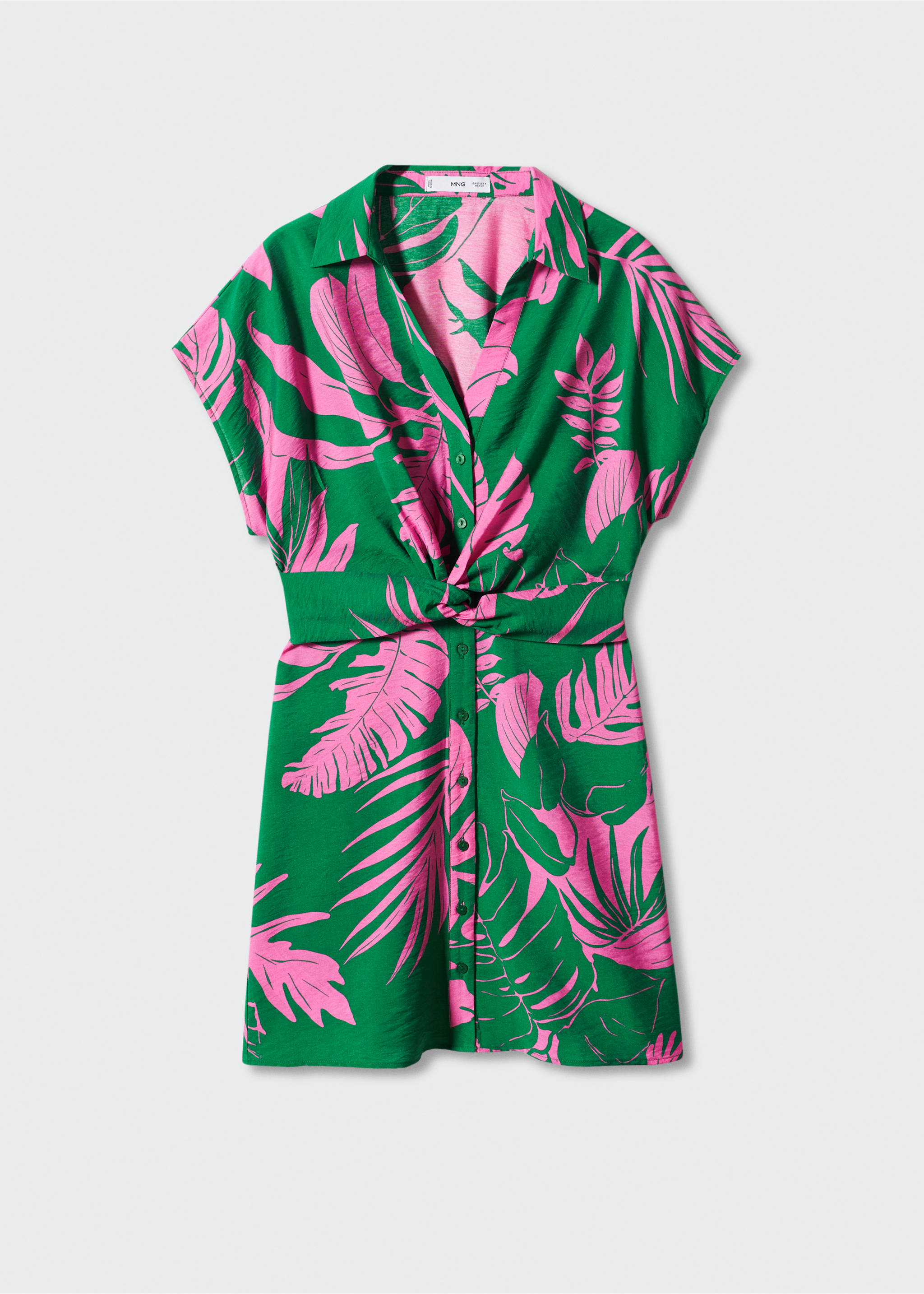 Tropical shirt dress - Article without model, Green. Ref: 57050249-00.