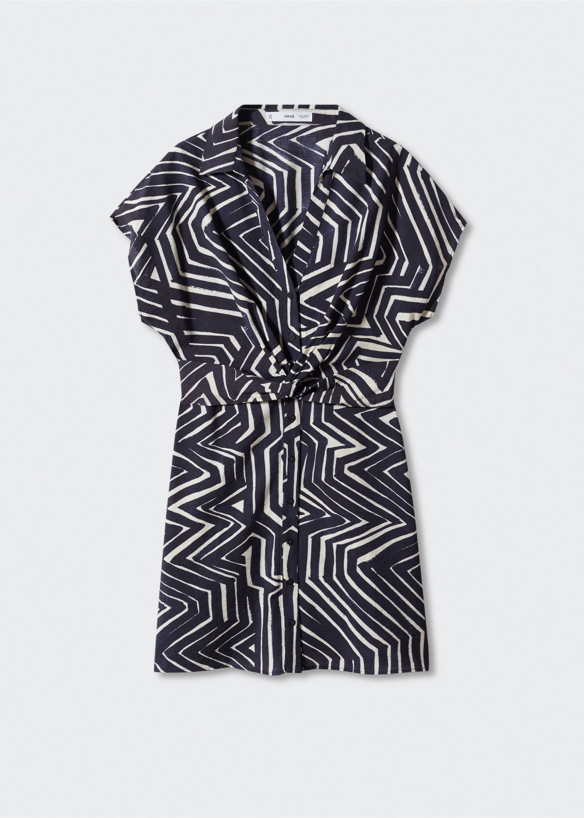 Tropical shirt dress - Article without model, Black. Ref: 57050249-00.