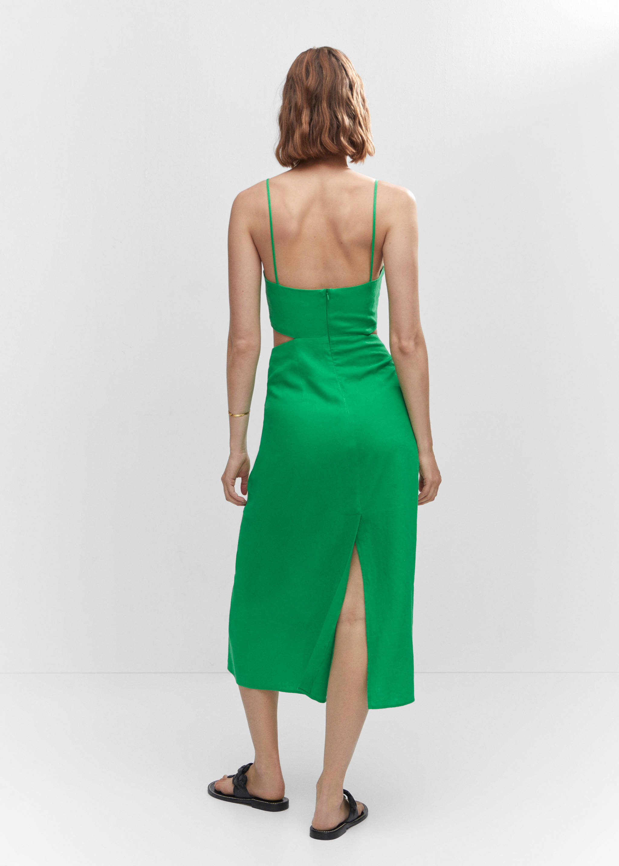 Cut-out linen-blend dress - Reverse of the article