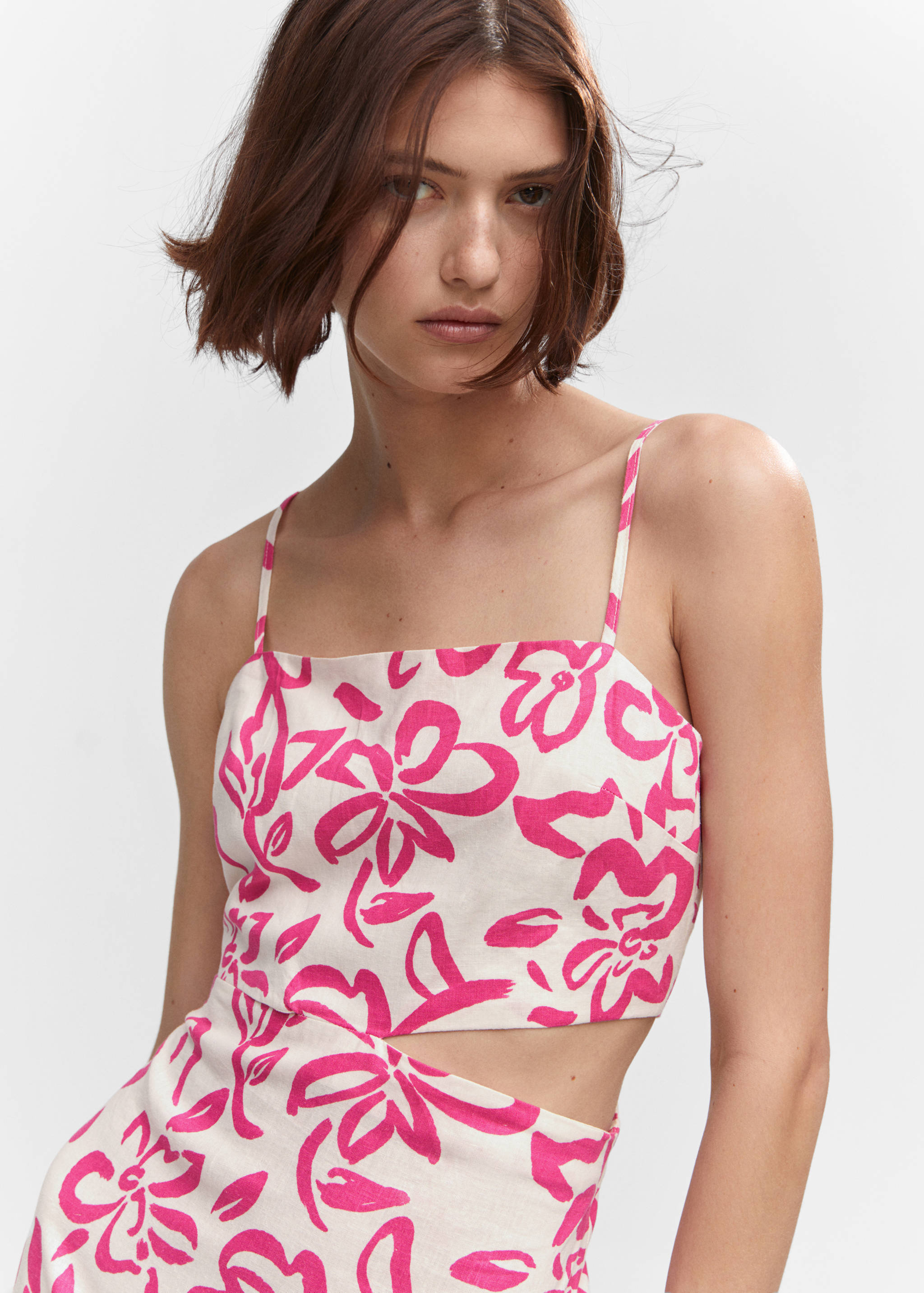 Cut-out linen-blend dress - Details of the article 1