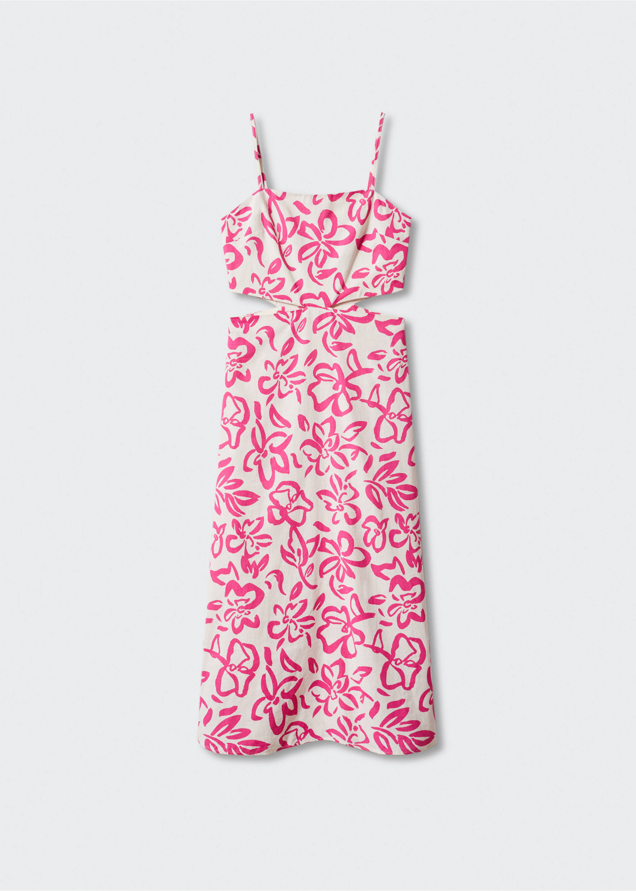 Cut-out linen-blend dress - Article without model, Fuchsia. Ref: 57050251-00.