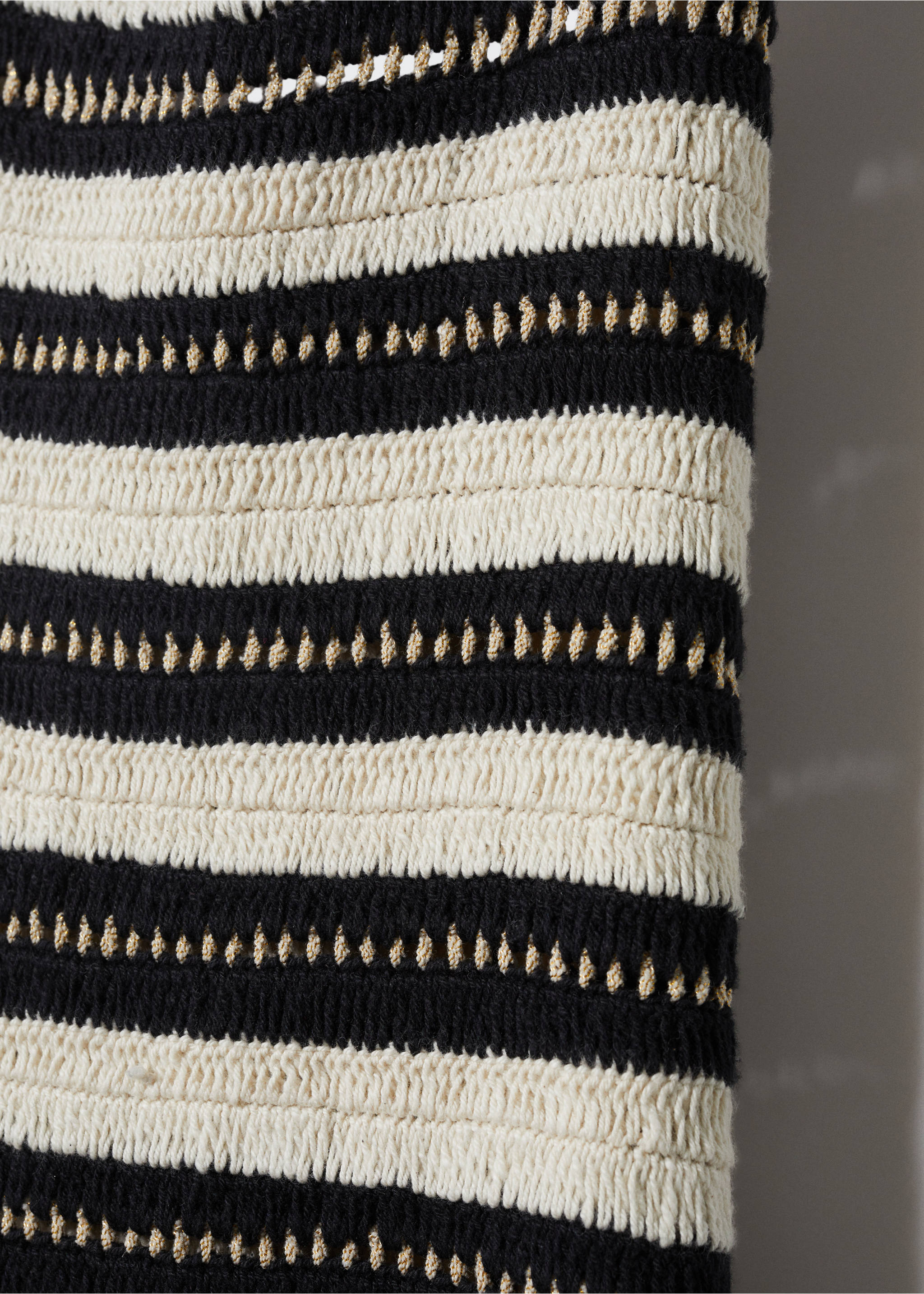 Striped crochet dress - Details of the article 8, Black. Ref: 57050256-00.