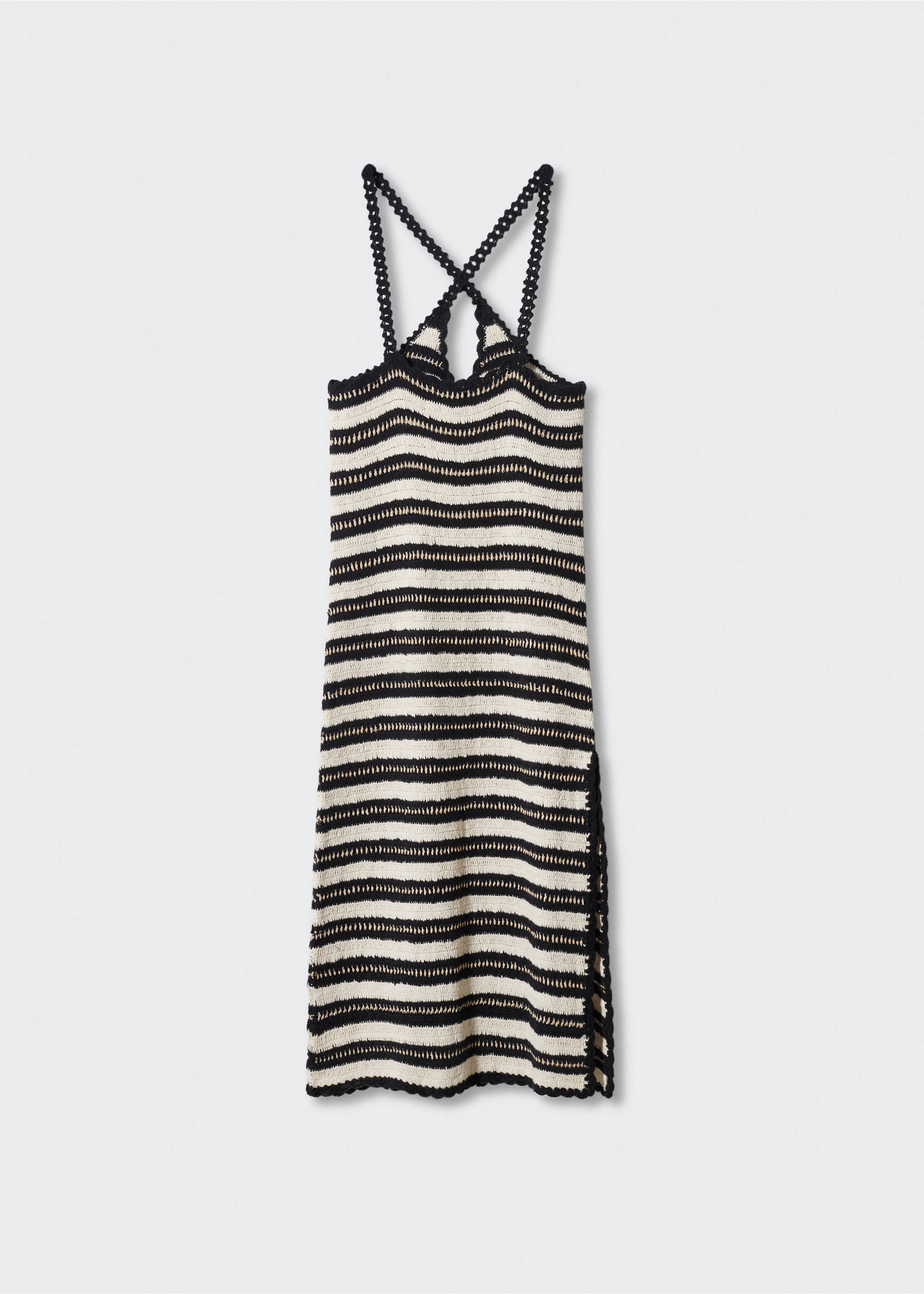 Striped crochet dress - Article without model, Black. Ref: 57050256-00.