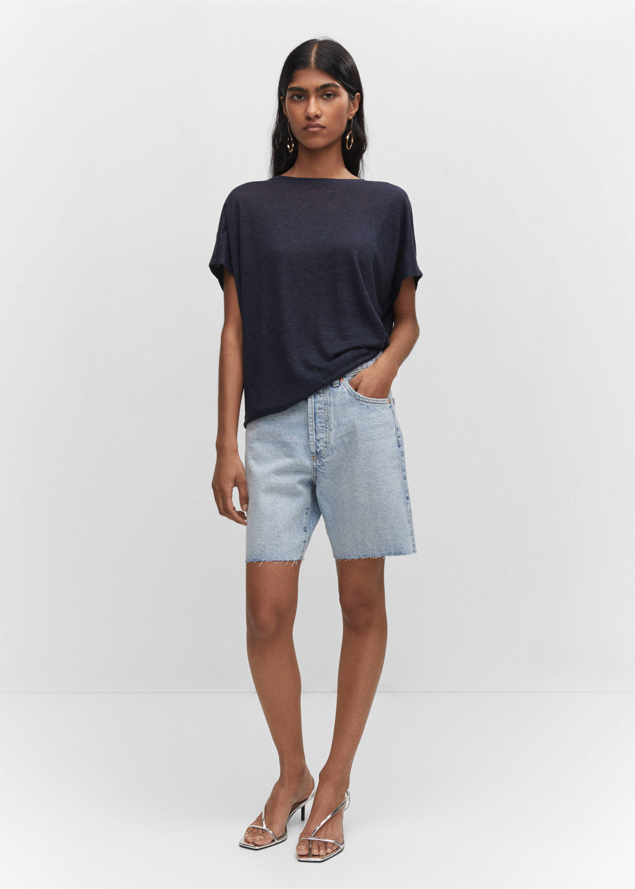 Oversized linen t-shirt - General plane, Dark Navy. Ref: 57050262-00.