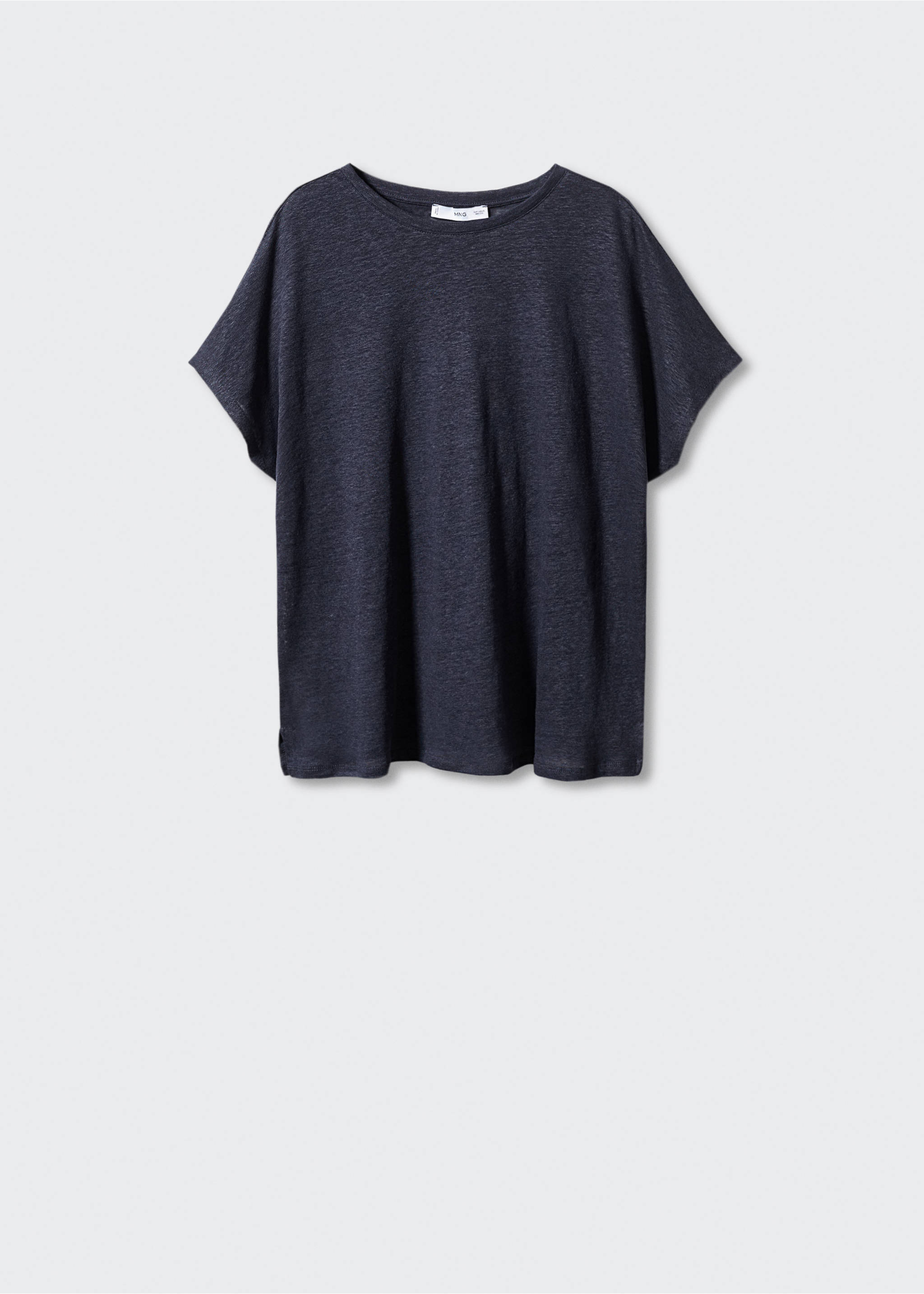 Oversized linen t-shirt - Article without model, Dark Navy. Ref: 57050262-00.