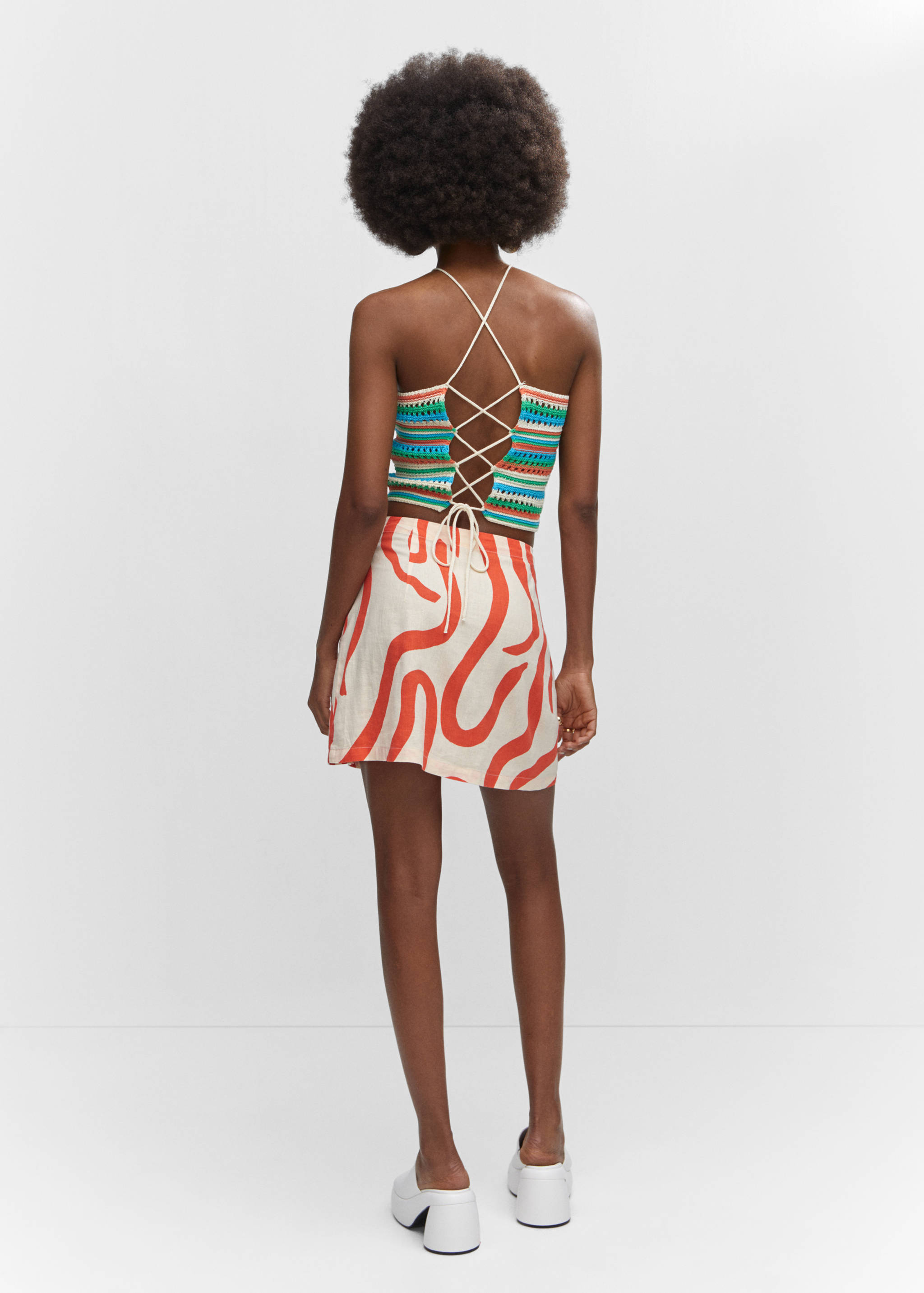 Printed linen-blend skirt - Reverse of the article