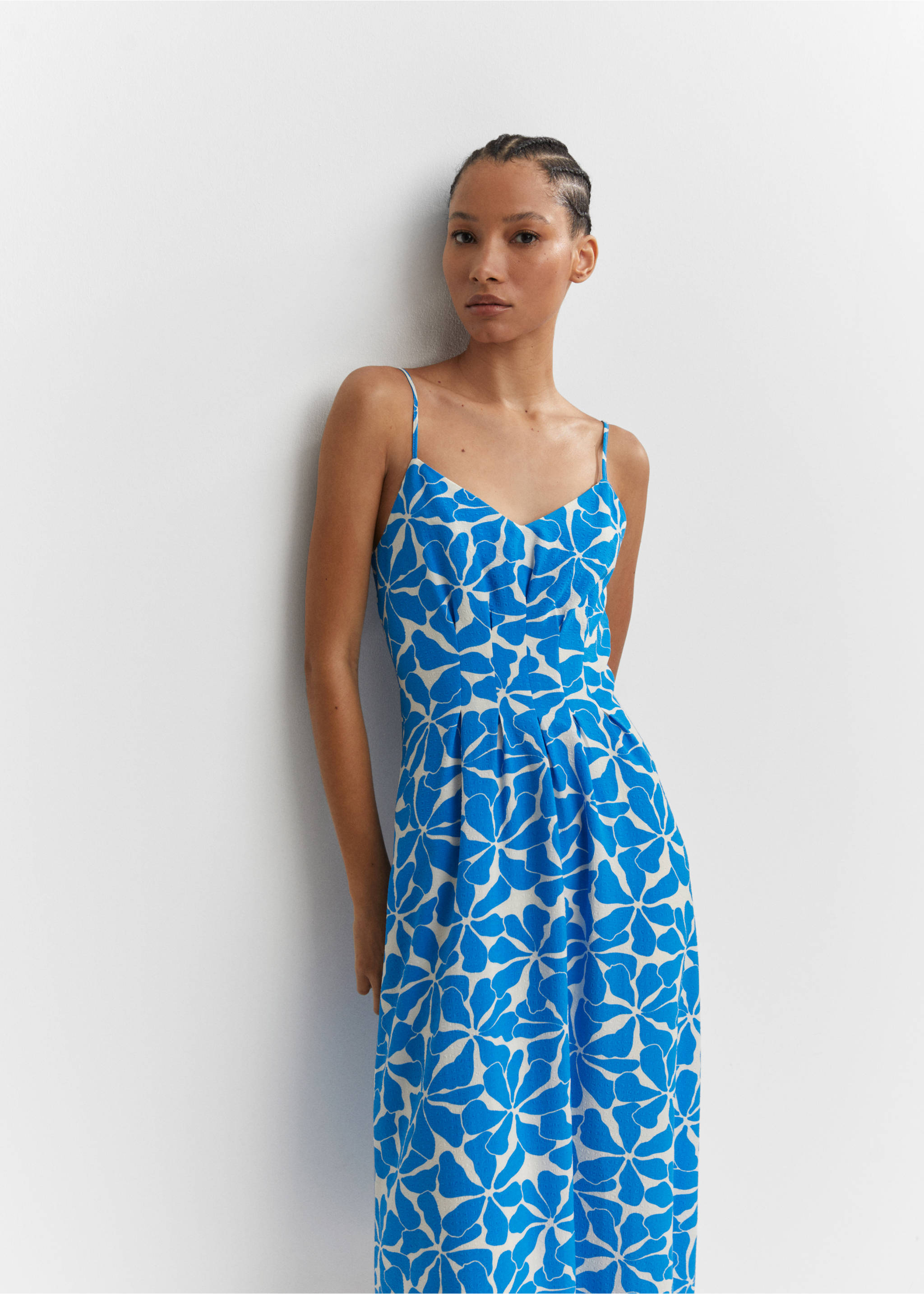 Spaghetti strap dress - Medium plane, Blue. Ref: 57050276-00.