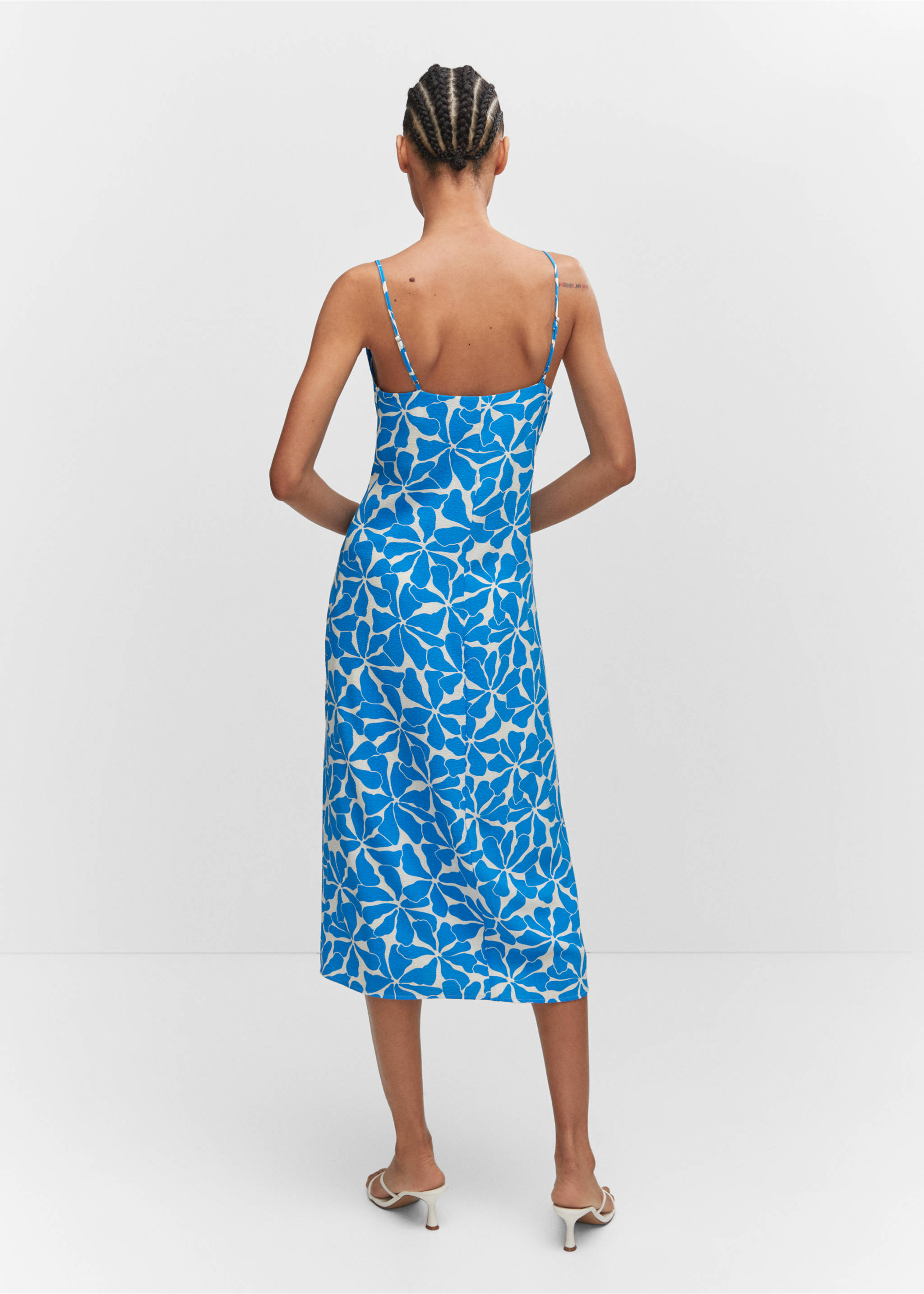 Spaghetti strap dress - Reverse of the article, Blue. Ref: 57050276-00.