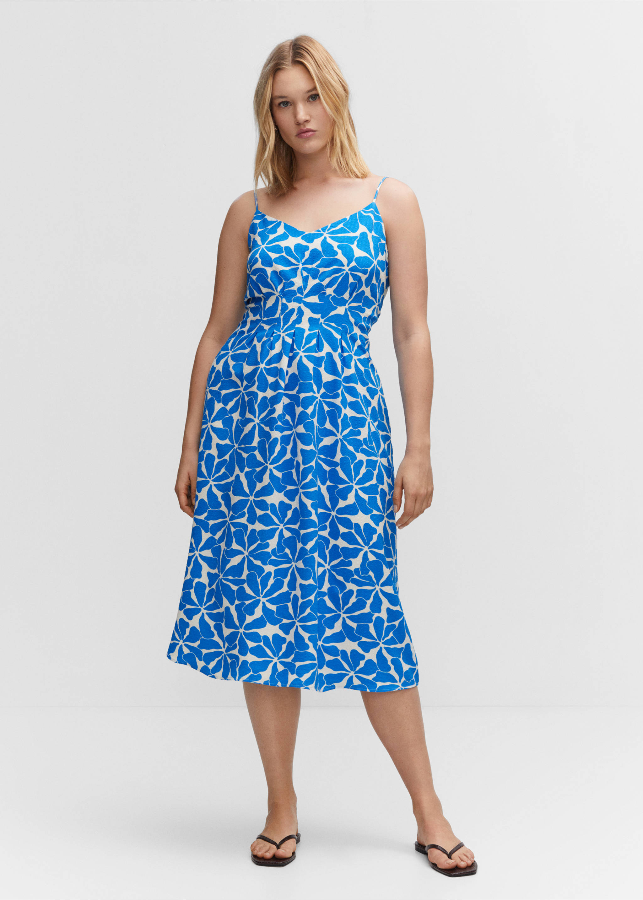 Spaghetti strap dress - Details of the article 3, Blue. Ref: 57050276-00.