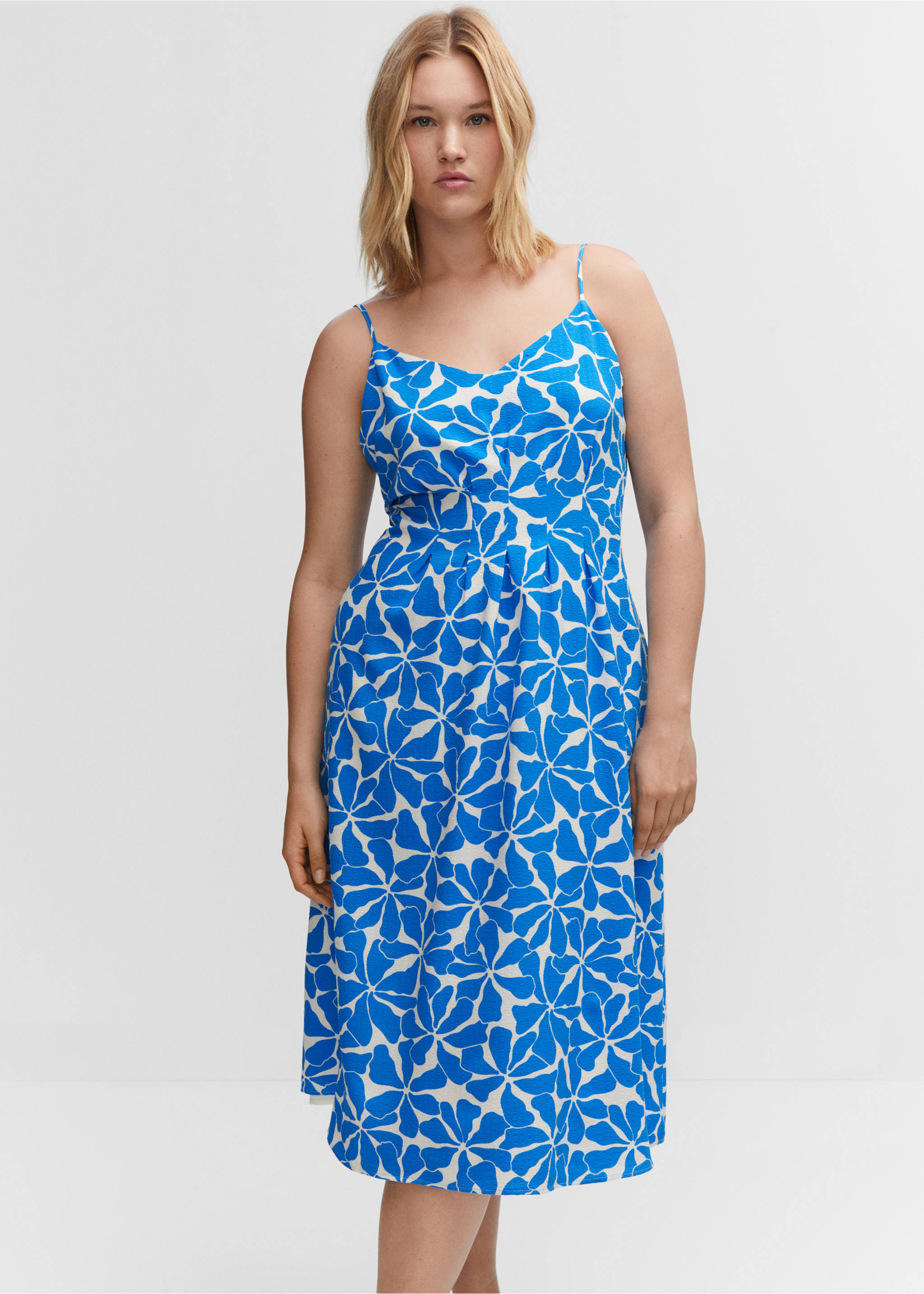 Spaghetti strap dress - Details of the article 5, Blue. Ref: 57050276-00.